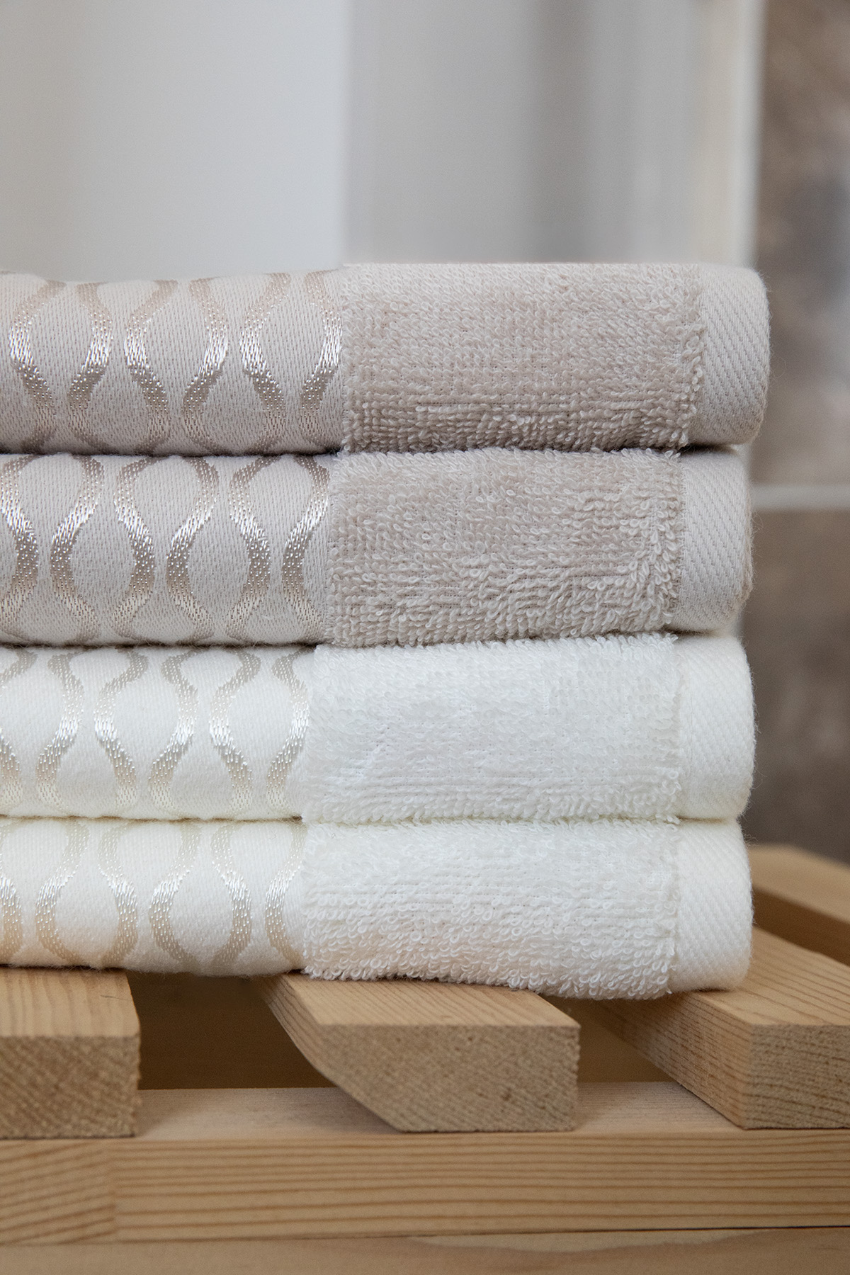 Özdilek Elissa El Yüz Havlusu 50x90 4 Adet - Taş - Krem Özdilek Elissa El Yüz Havlusu 50x90 4 Adet - Taş - Krem