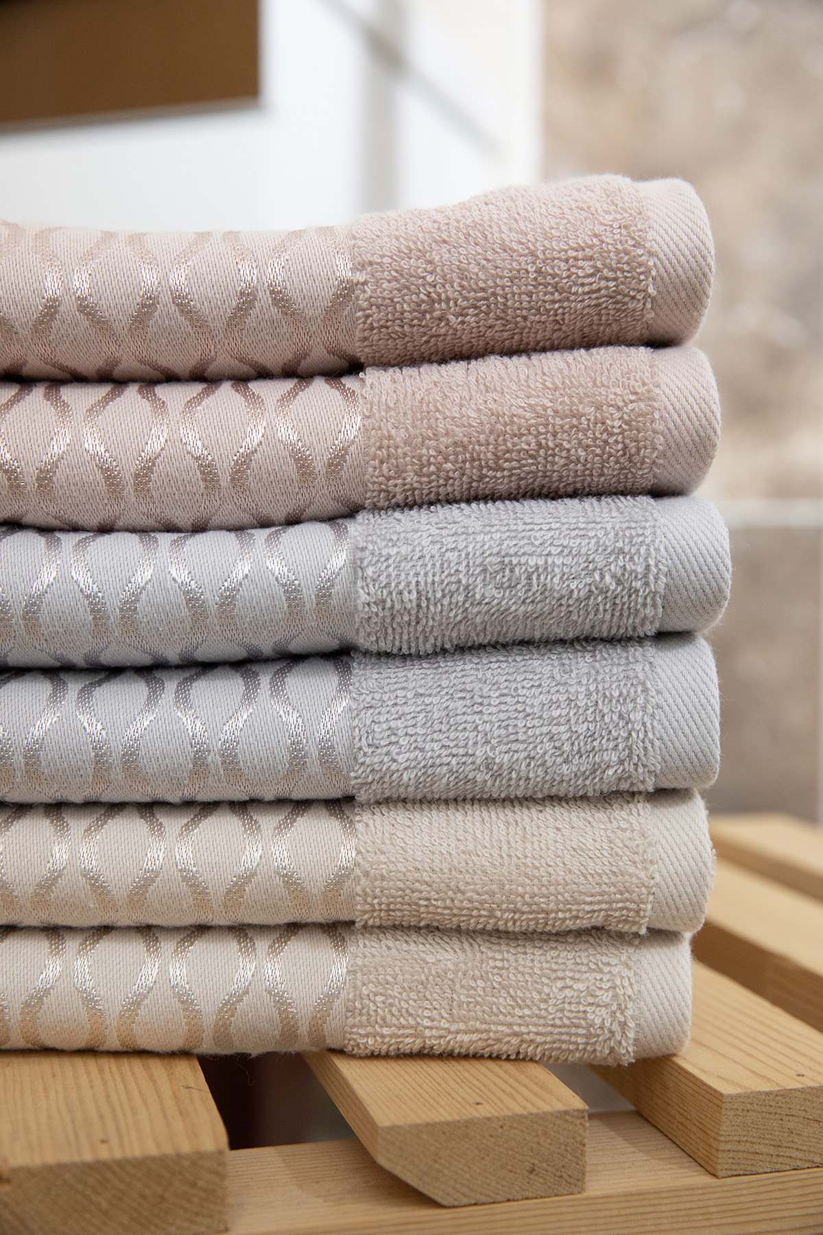 Özdilek Elissa El Yüz Havlusu 50x90 6 Adet - Bej - Gri - Taş Özdilek Elissa El Yüz Havlusu 50x90 6 Adet - Bej - Gri - Taş