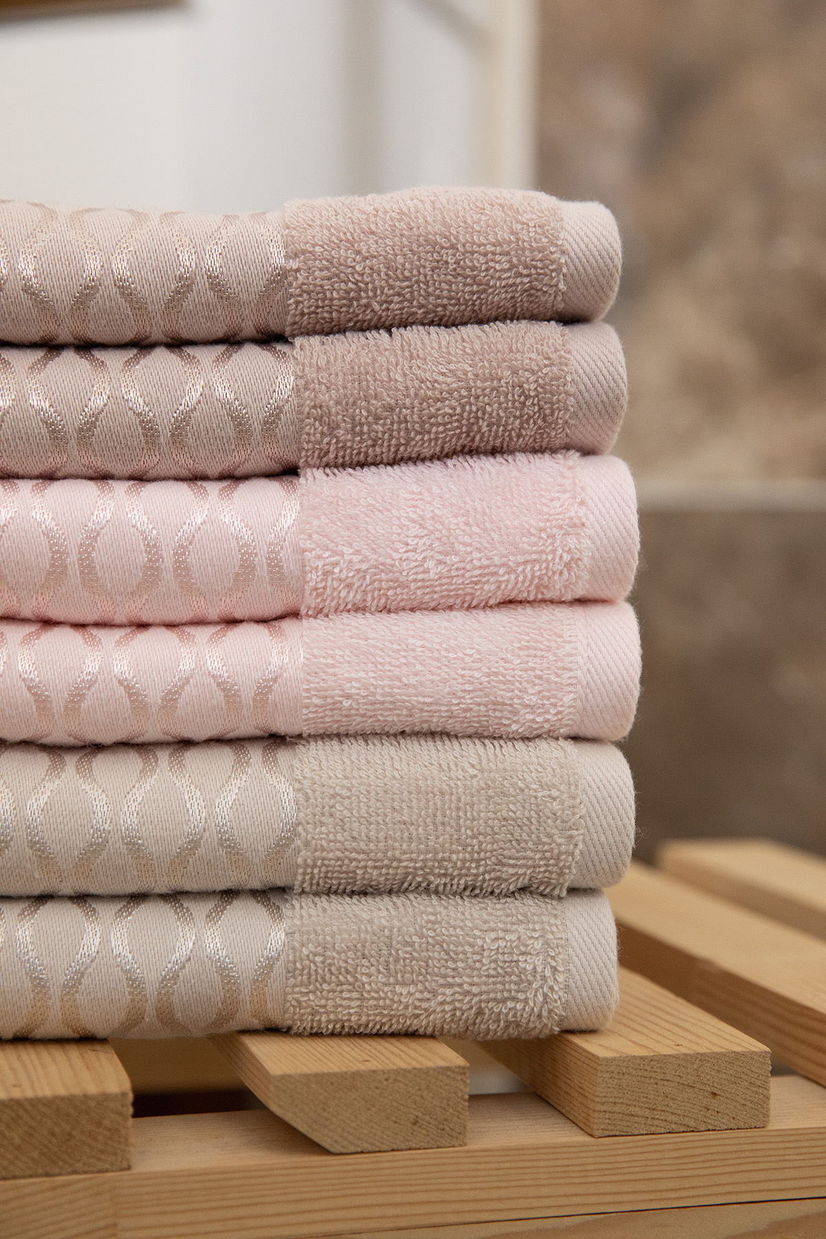 Özdilek Elissa El Yüz Havlusu 50x90 6 Adet - Bej - Taş - Pudra Özdilek Elissa El Yüz Havlusu 50x90 6 Adet - Bej - Taş - Pudra