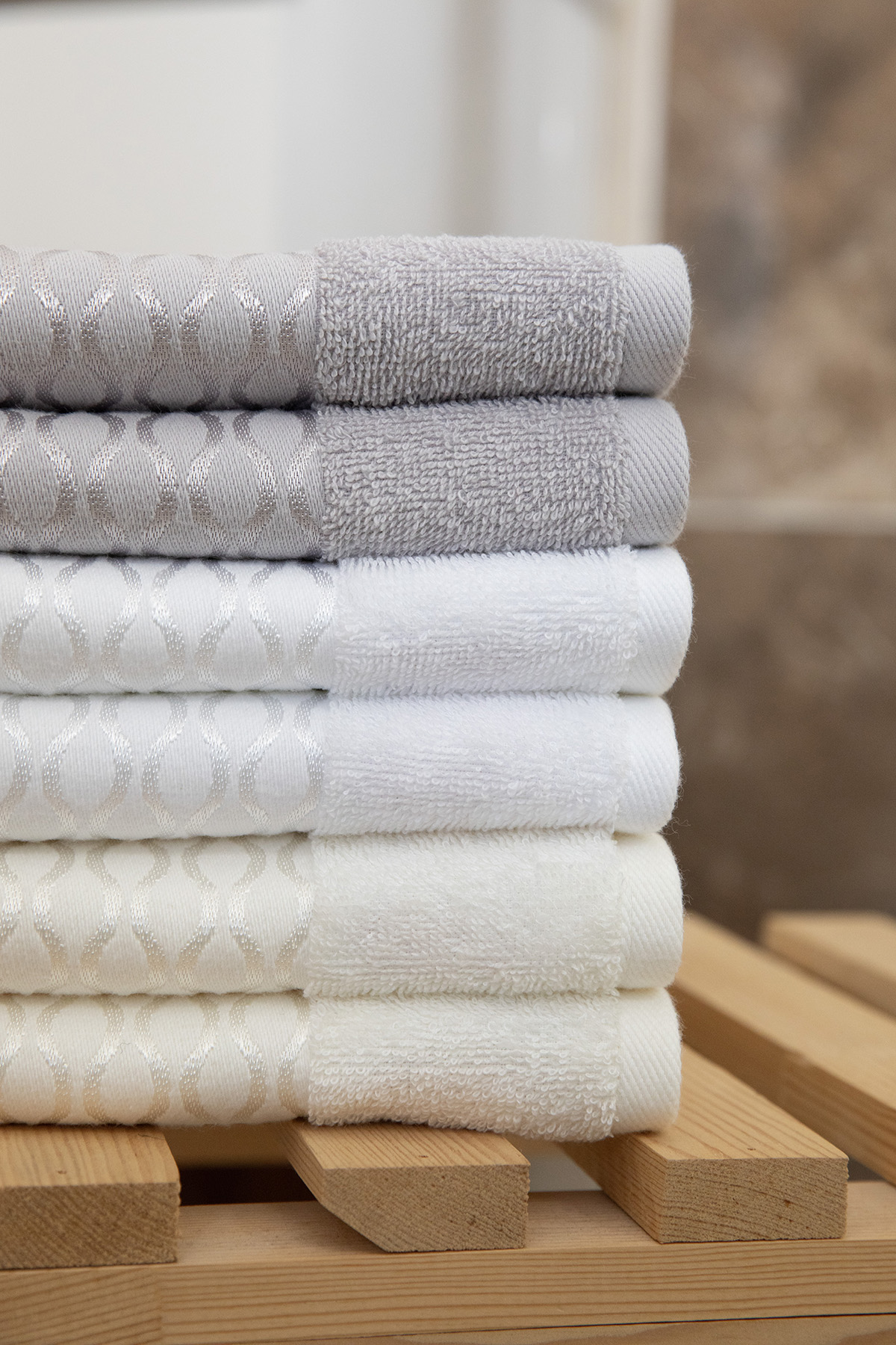 Özdilek Elissa El Yüz Havlusu 50x90 6 Adet - Gri - Beyaz - Krem Özdilek Elissa El Yüz Havlusu 50x90 6 Adet - Gri - Beyaz - Krem