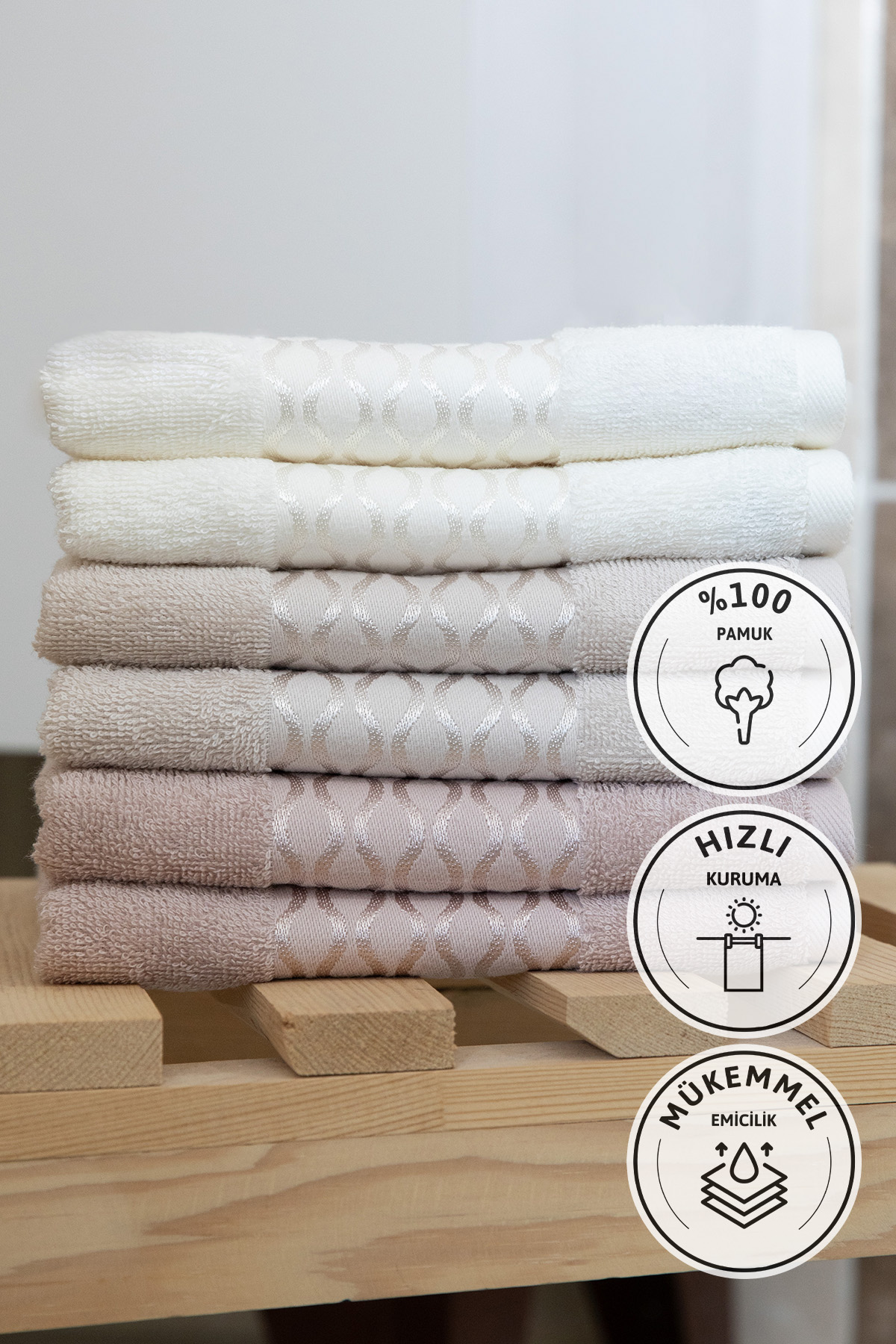 Özdilek Elissa El Yüz Havlusu 50x90 6 Adet - Krem - Taş - Bej Özdilek Elissa El Yüz Havlusu 50x90 6 Adet - Krem - Taş - Bej