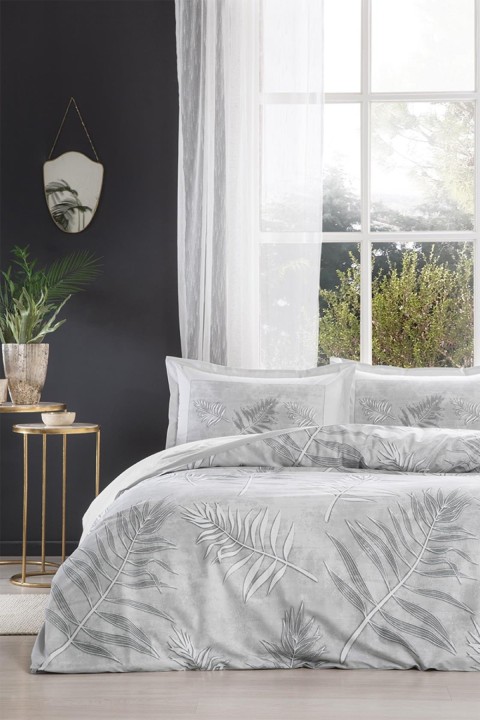 Frunze Ranforce Çift Kişilik Nevresim Takımı - Gri Frunze Ranforce Çift Kişilik Nevresim Takımı - Gri