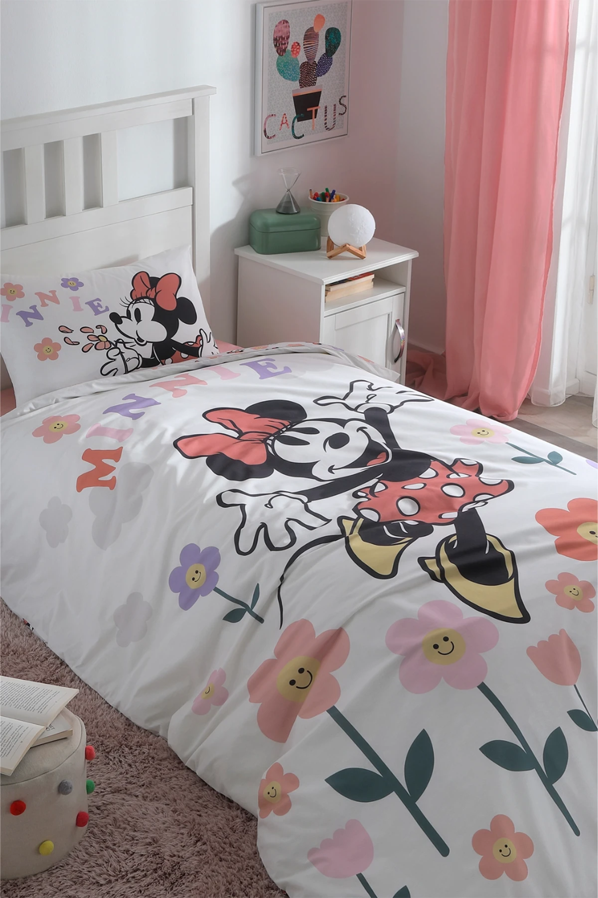 Özdilek Lisanslı Disney Minnie Mouse Flowers Tek Nevresim Takımı