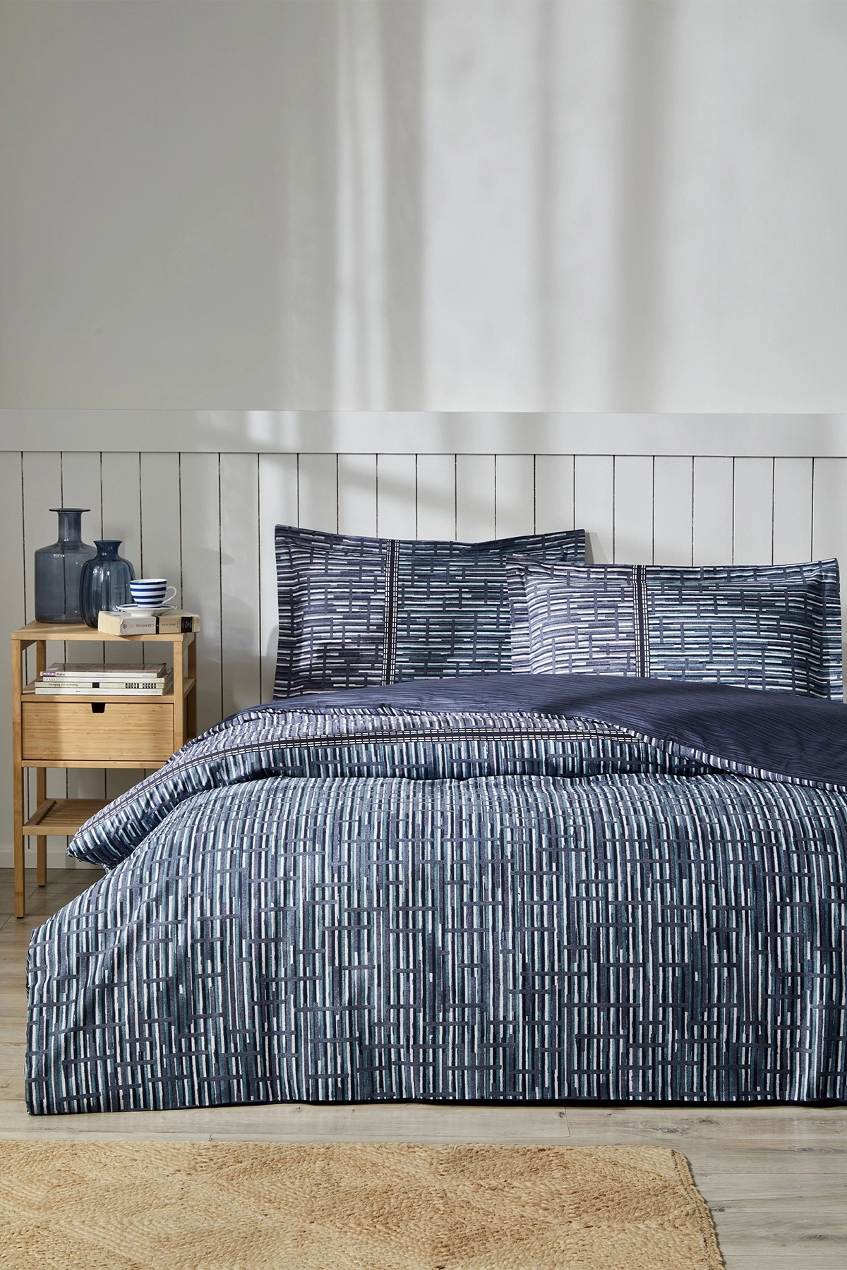 Özdilek Modra Fitted Çift Kişilik Nevresim Takımı - Mavi