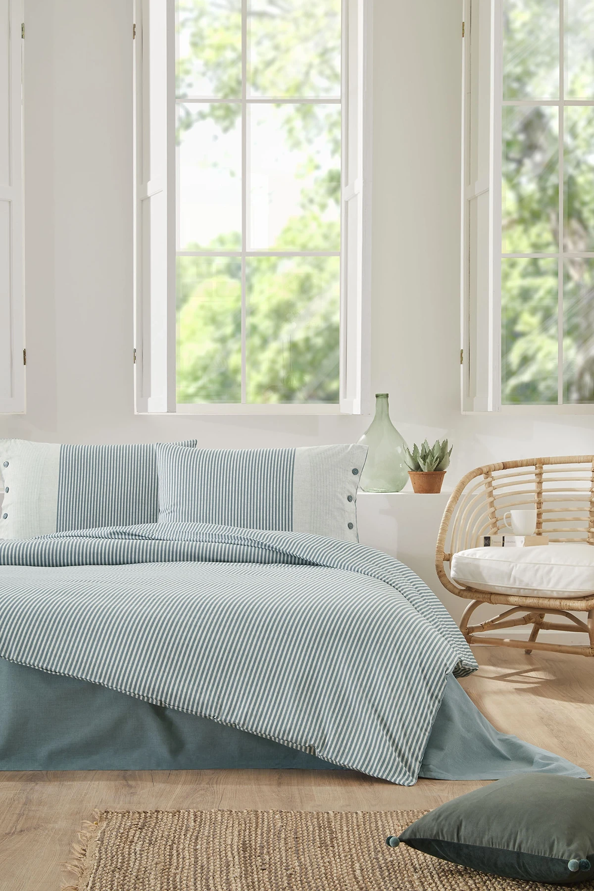 Özdilek Natural Line Çift Kişilik Nevresim Takımı - Mavi Özdilek Natural Line Çift Kişilik Nevresim Takımı - Mavi