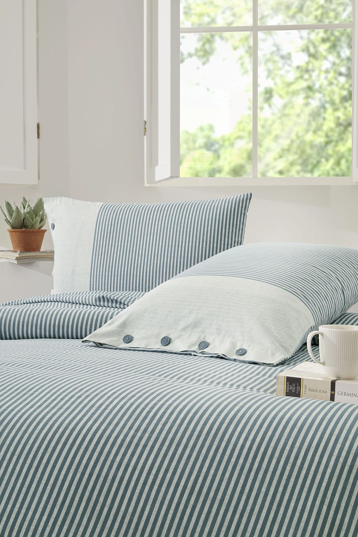 Özdilek Natural Line Çift Kişilik Nevresim Takımı - Mavi