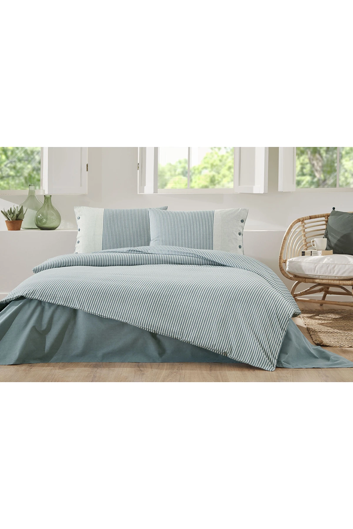 Özdilek Natural Line Çift Kişilik Nevresim Takımı - Mavi