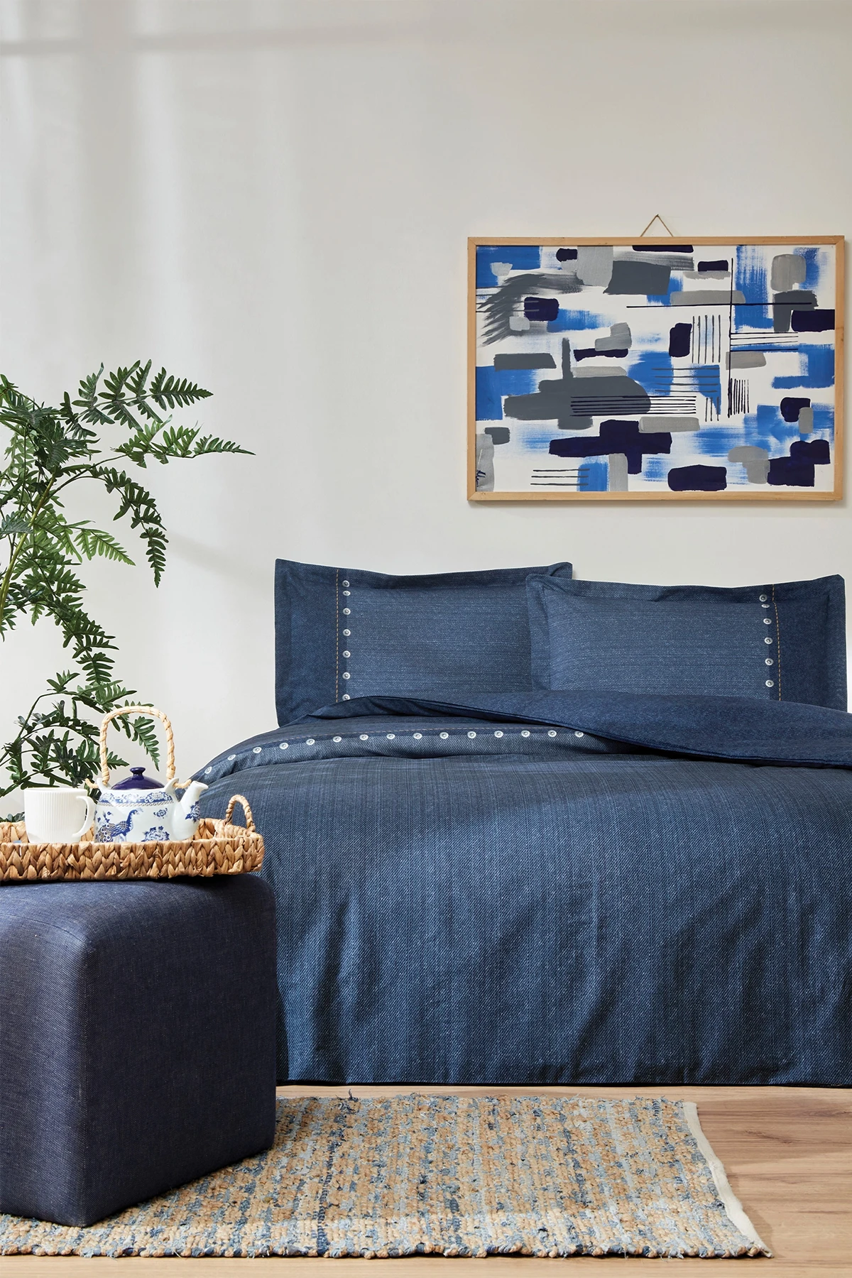 Özdilek Oregon Fitted Çift Kişilik Nevresim Takımı - Lacivert Özdilek Oregon Fitted Çift Kişilik Nevresim Takımı - Lacivert