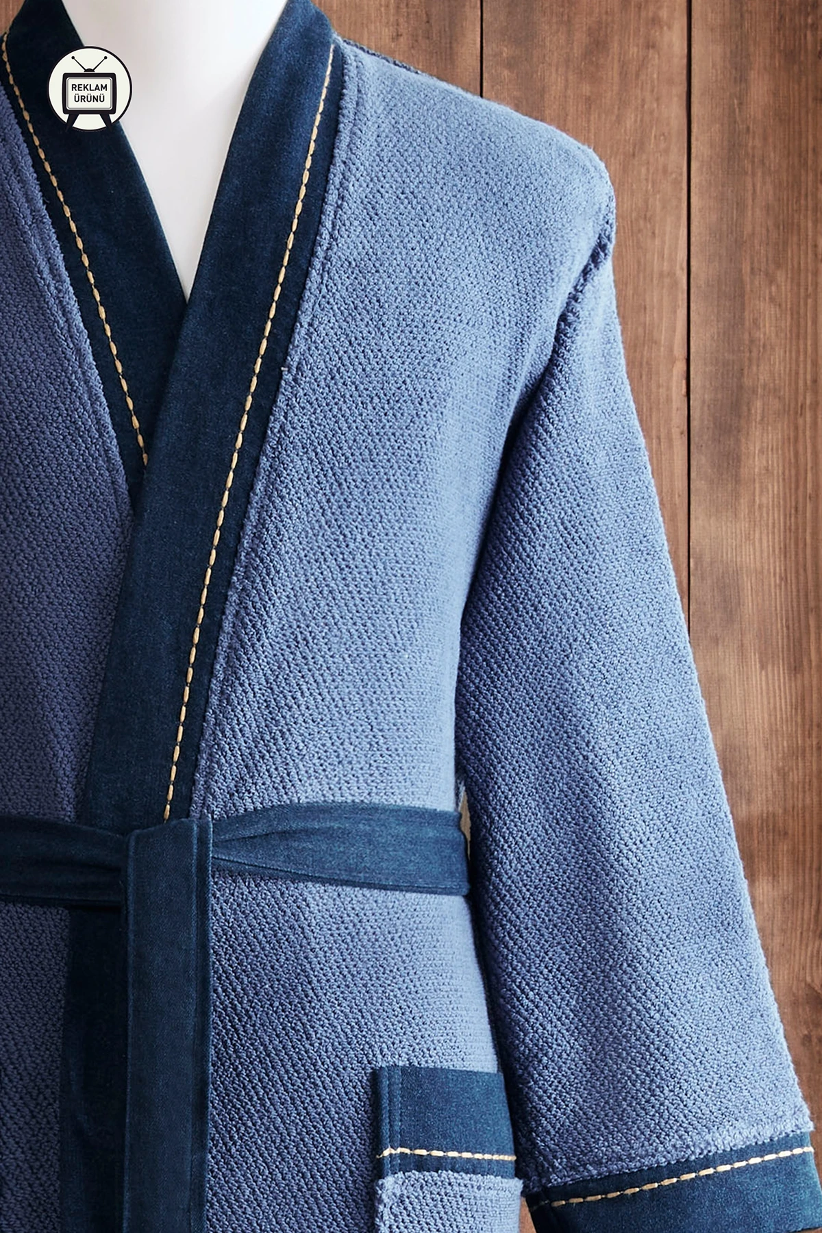 Özdilek Oregon Maskülen Nakışlı Denim Kimono Bornoz L - Lacivert