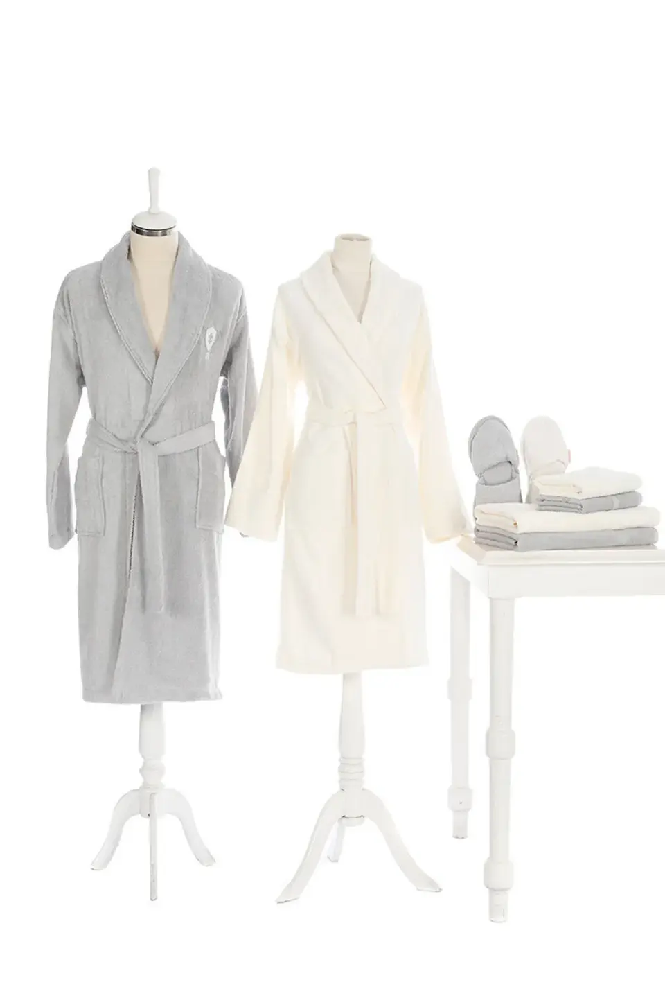 Özdilek Wedding Aile Bornoz Seti - Gri Krem Özdilek Wedding Aile Bornoz Seti - Gri Krem