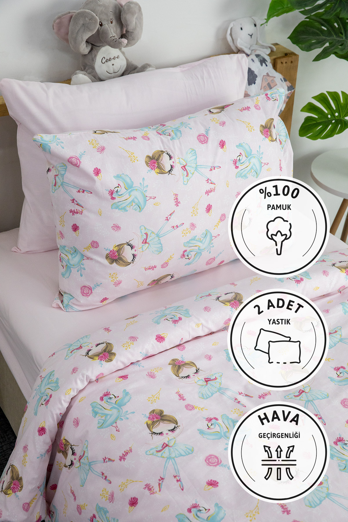 Peri Balerin Tek Kişilik Nevresim Takımı - Pembe Peri Balerin Tek Kişilik Nevresim Takımı - Pembe