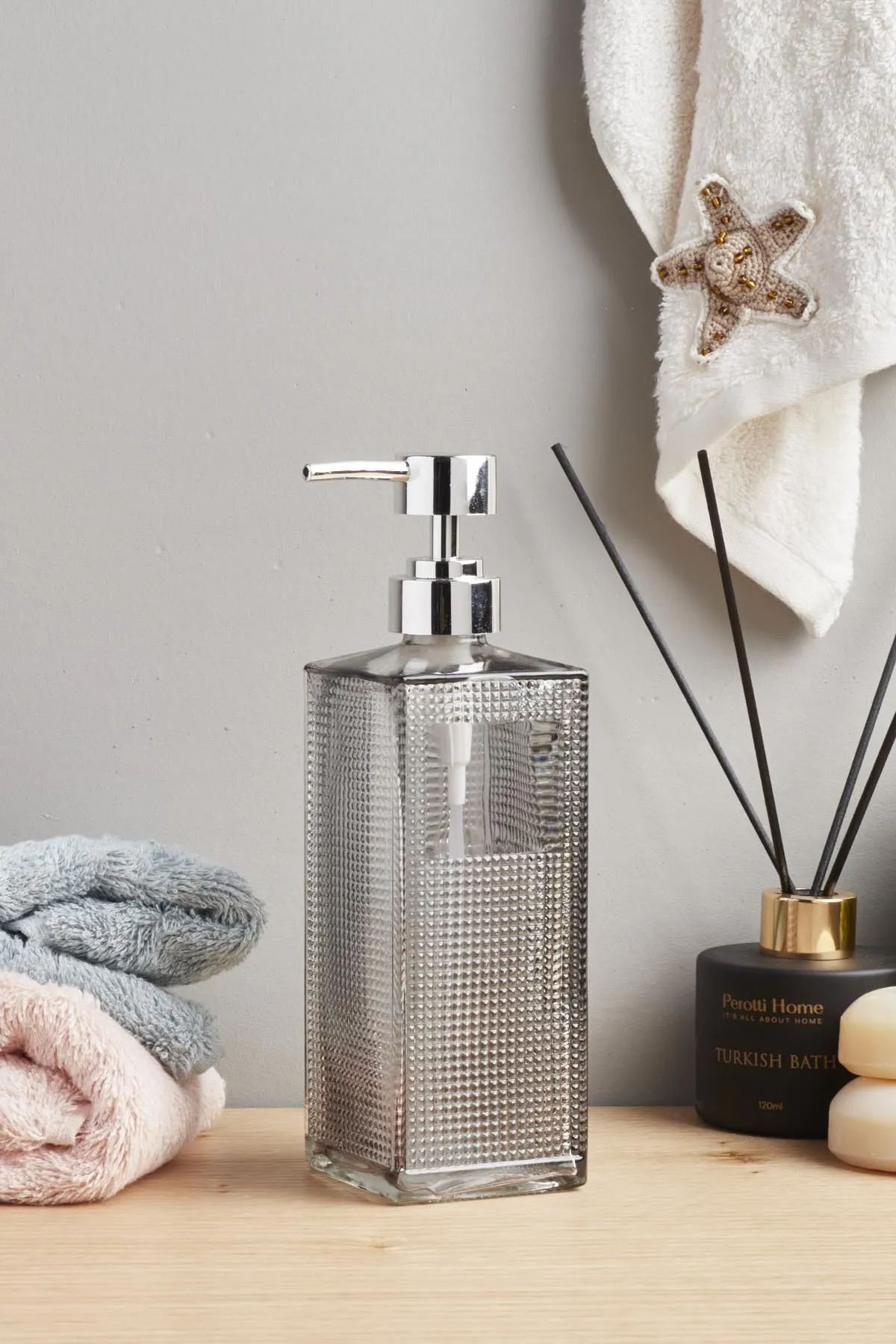 Perotti 15744 Square Tower Cam Sıvı Sabunluk 450 Ml