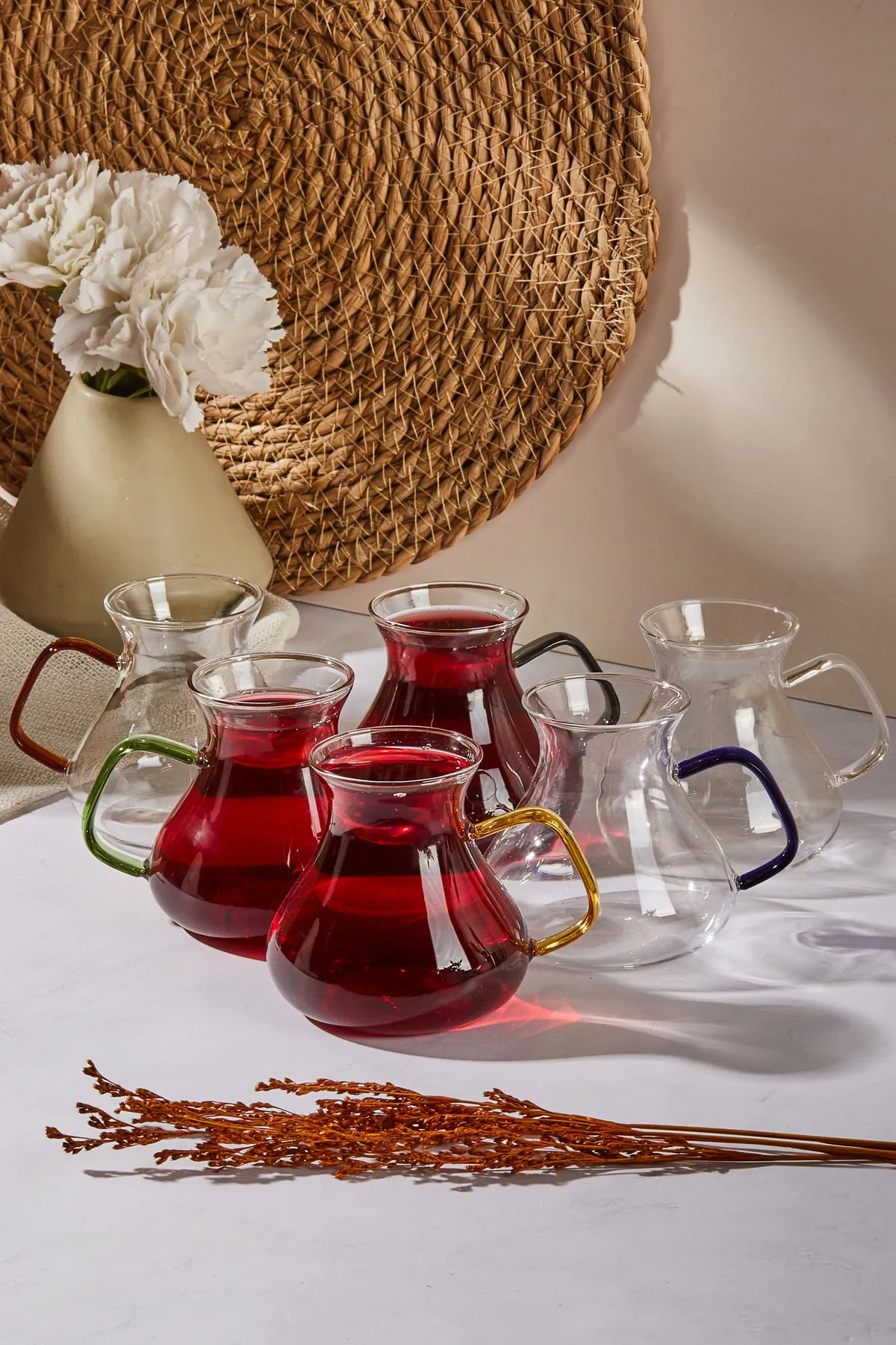 Perotti 16013 Ehli Keyf 6'lı Renkli Kulplu Çay Bardağı