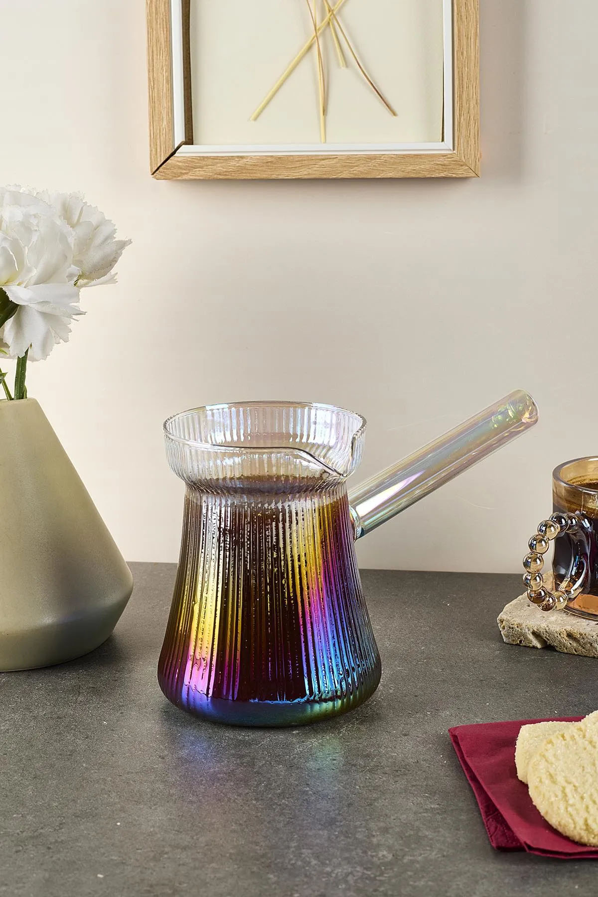 Perotti 16443 Felicita Çizgisel Luster Borosilikat Cam Cezve