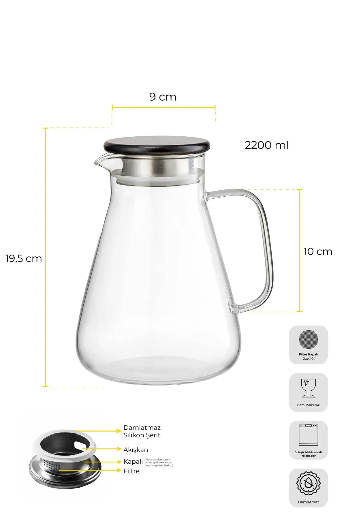 Perotti 16470 Savio Wood Sürahi 2200 Ml Perotti 16470 Savio Wood Sürahi 2200 Ml