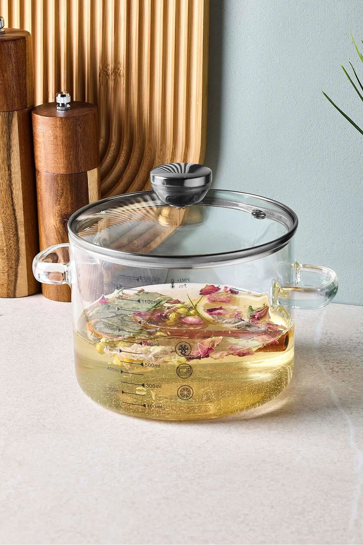 Perotti 17571 Sean Cam Tencere 1300 Ml - Silver