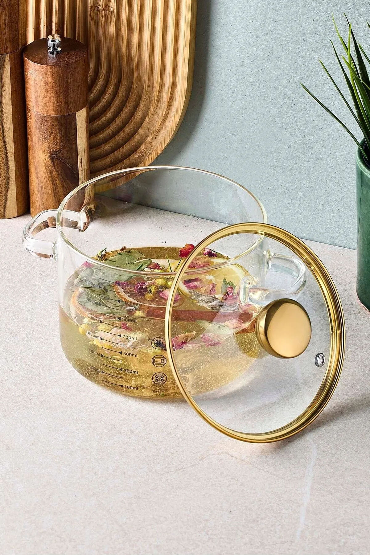 Perotti 17572 Sean Cam Tencere 1300 Ml - Gold