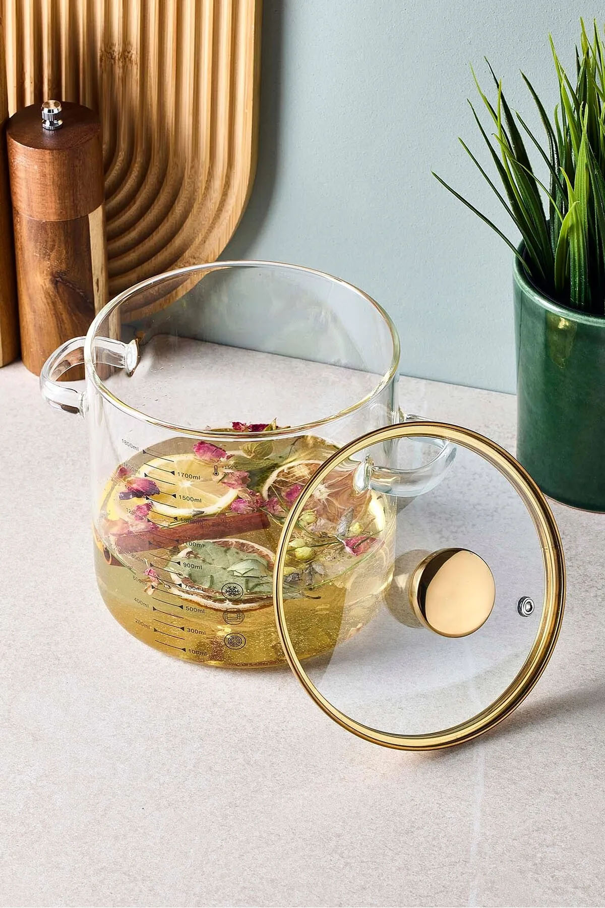 Perotti 17574 Sean Cam Tencere 1800 Ml - Gold Perotti 17574 Sean Cam Tencere 1800 Ml - Gold