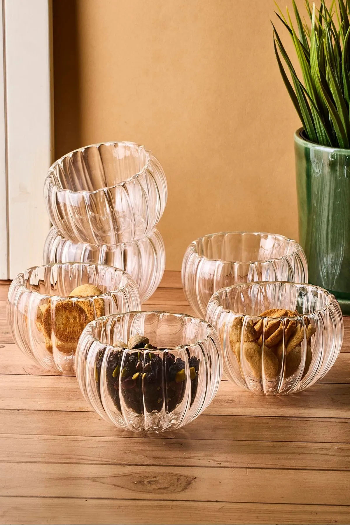 Perotti 17583 Bowy Line 6'lı Çift Cidarlı Kase Perotti 17583 Bowy Line 6'lı Çift Cidarlı Kase