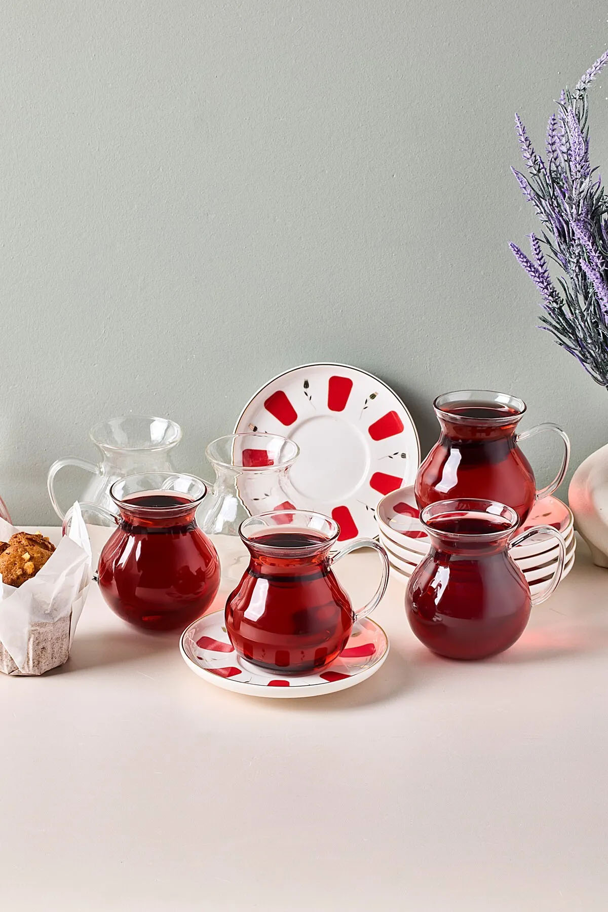 Perotti 17899 Filiz 12 Parça 6 Kişilik Kulplu Cam Bardaklı Çay Seti Perotti 17899 Filiz 12 Parça 6 Kişilik Kulplu Cam Bardaklı Çay Seti