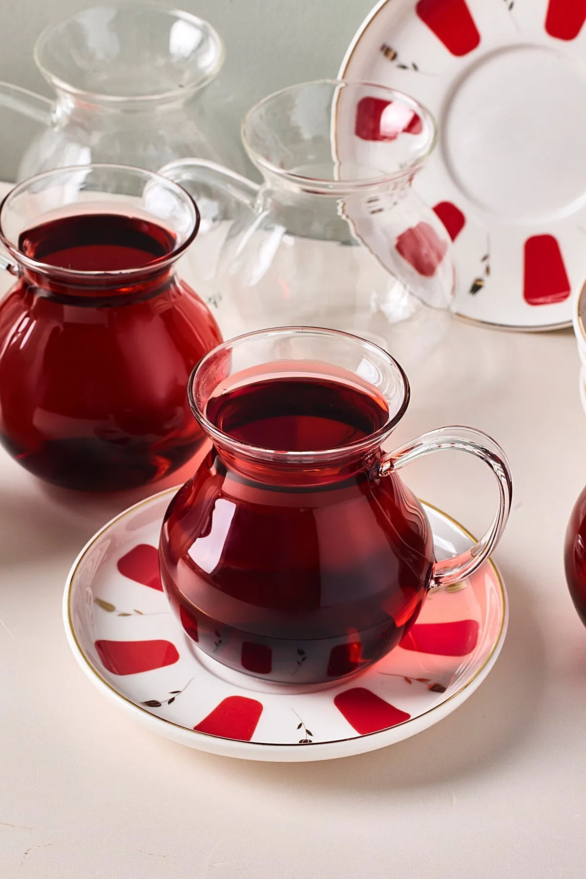 Perotti 17899 Filiz 12 Parça 6 Kişilik Kulplu Cam Bardaklı Çay Seti