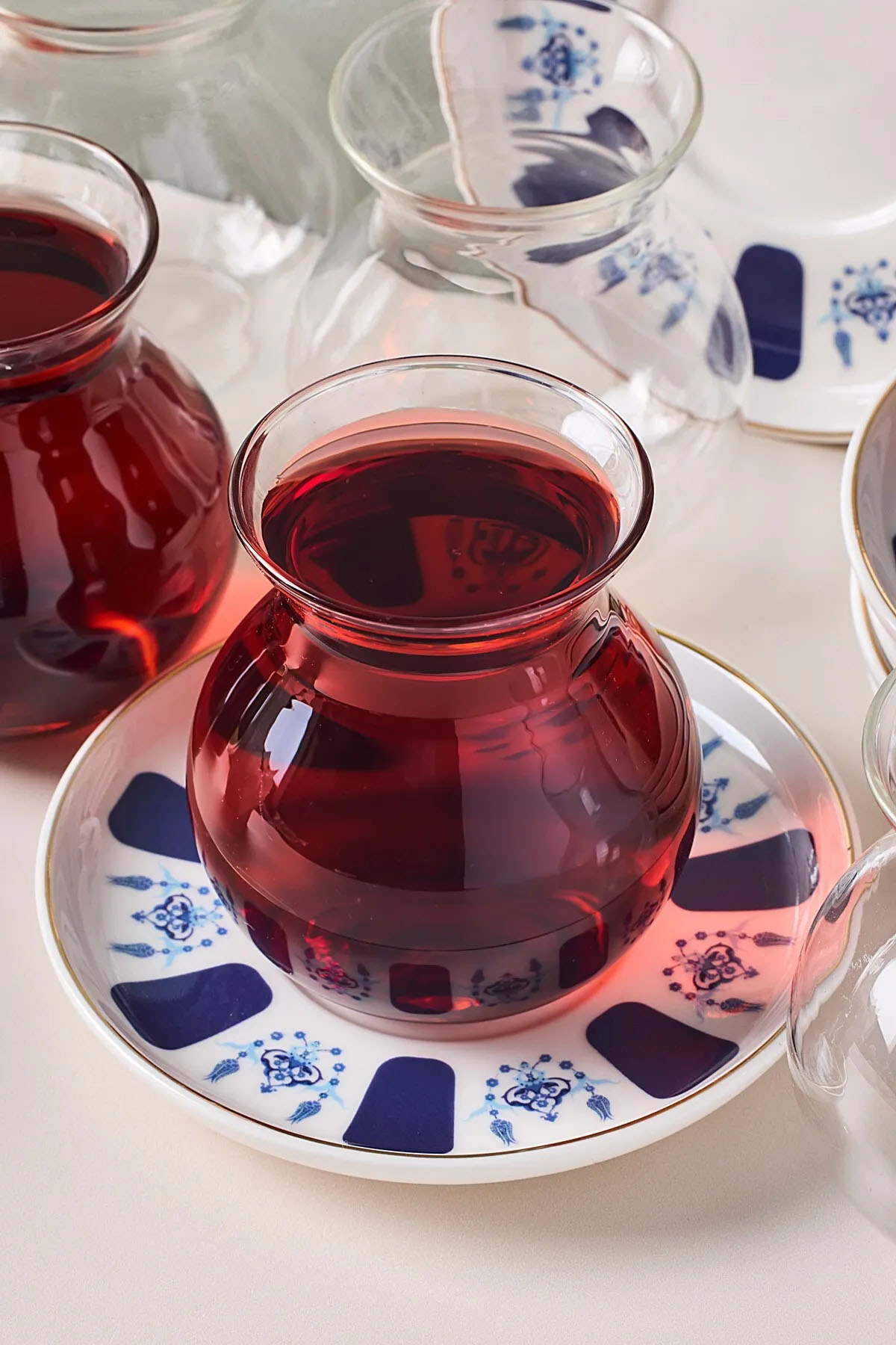 Perotti 17902 Laleli 12 Parça 6 Kişilik Cam Çay Seti