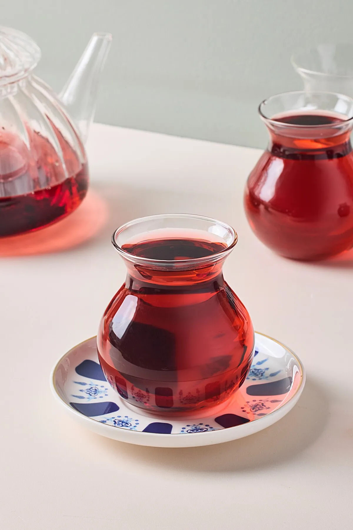 Perotti 17902 Laleli 12 Parça 6 Kişilik Cam Çay Seti