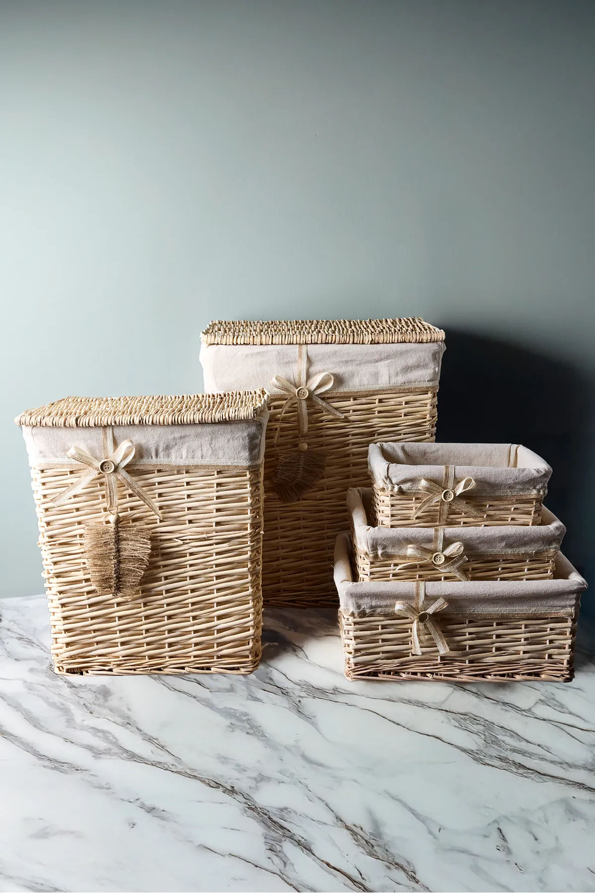 Perotti 18010 Salice Hasır 5'li Çamaşır Sepeti ve Organizer Set Perotti 18010 Salice Hasır 5'li Çamaşır Sepeti ve Organizer Set