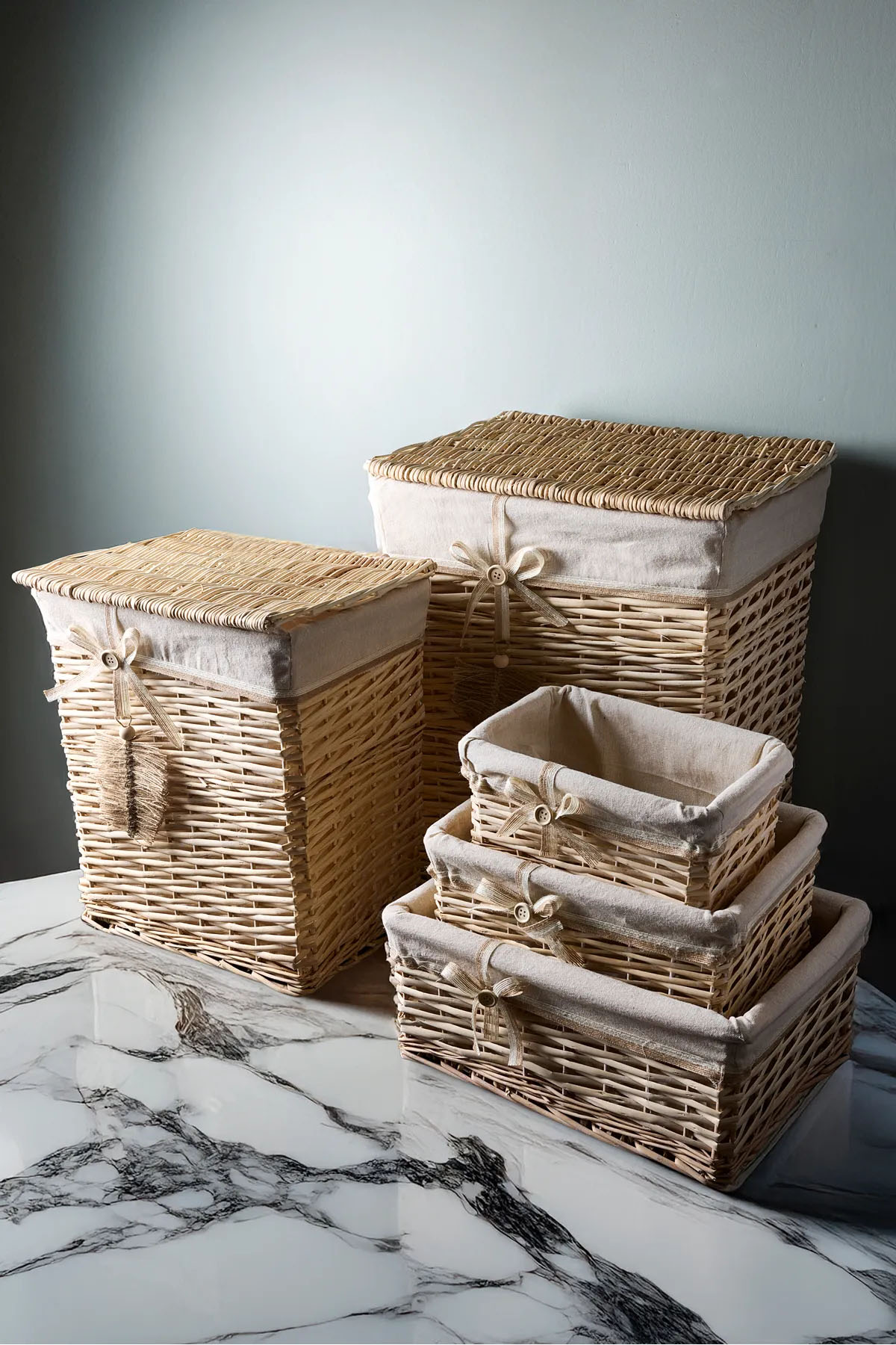 Perotti 18010 Salice Hasır 5'li Çamaşır Sepeti ve Organizer Set Perotti 18010 Salice Hasır 5'li Çamaşır Sepeti ve Organizer Set