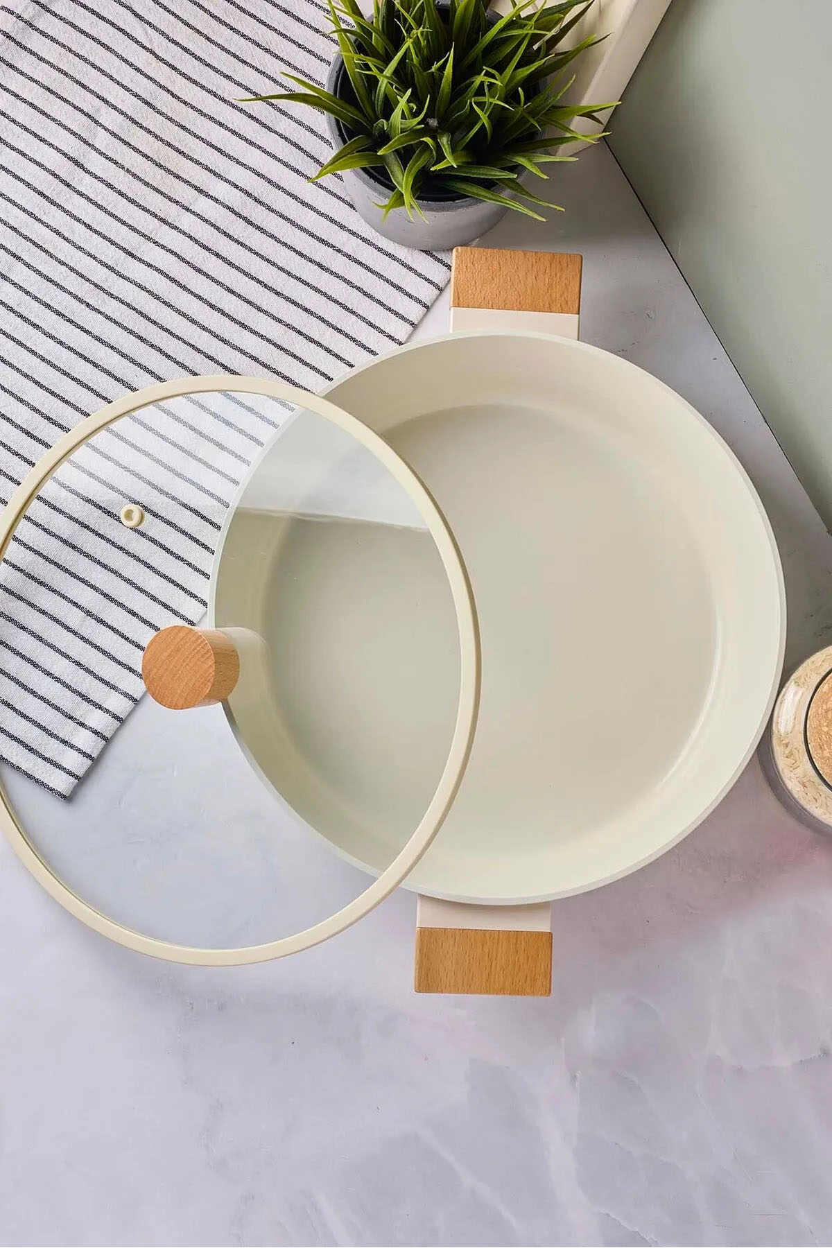 Perotti 18088 CookWood Basık Tencere 28 Cm - Bej