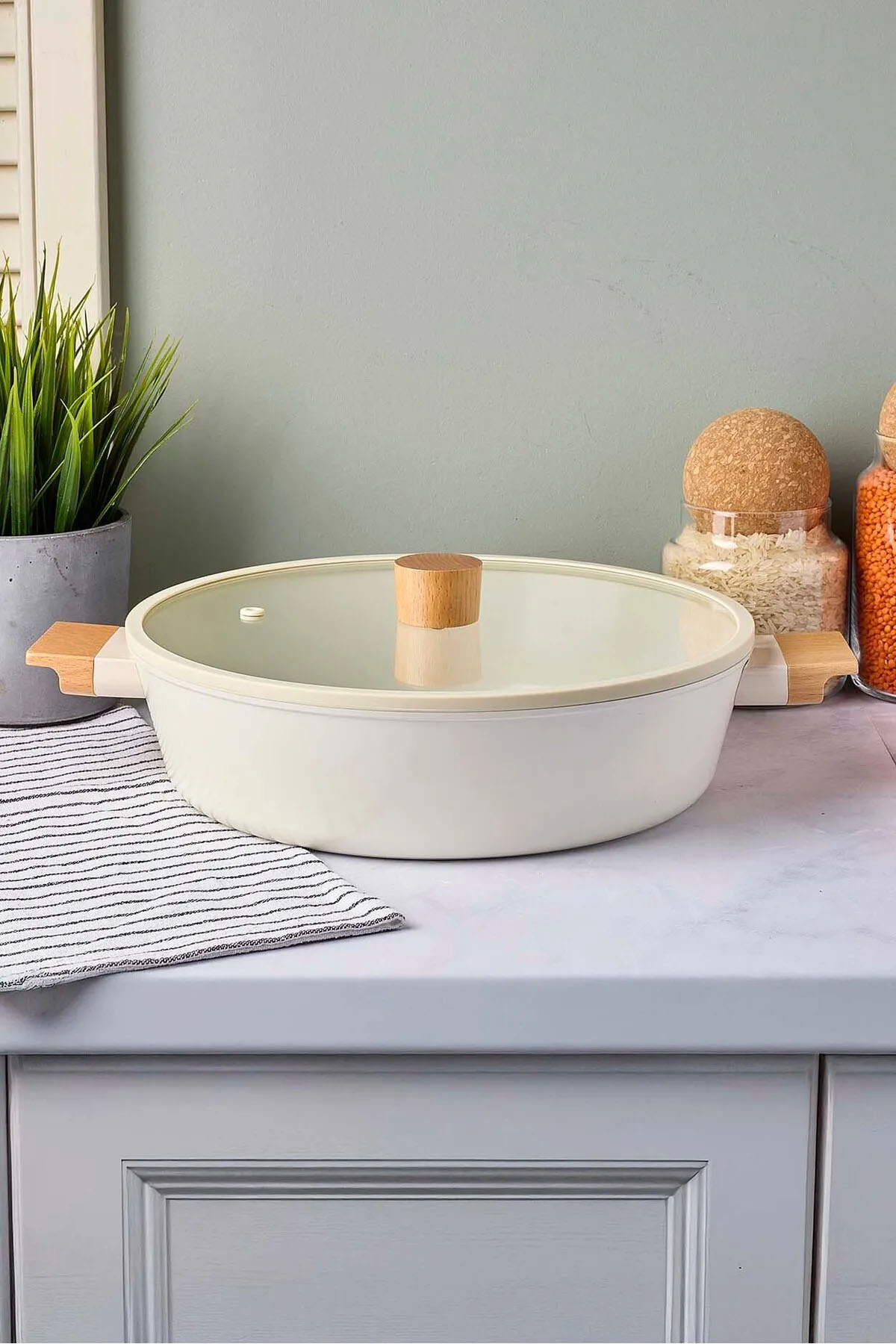 Perotti 18088 CookWood Basık Tencere 28 Cm - Bej