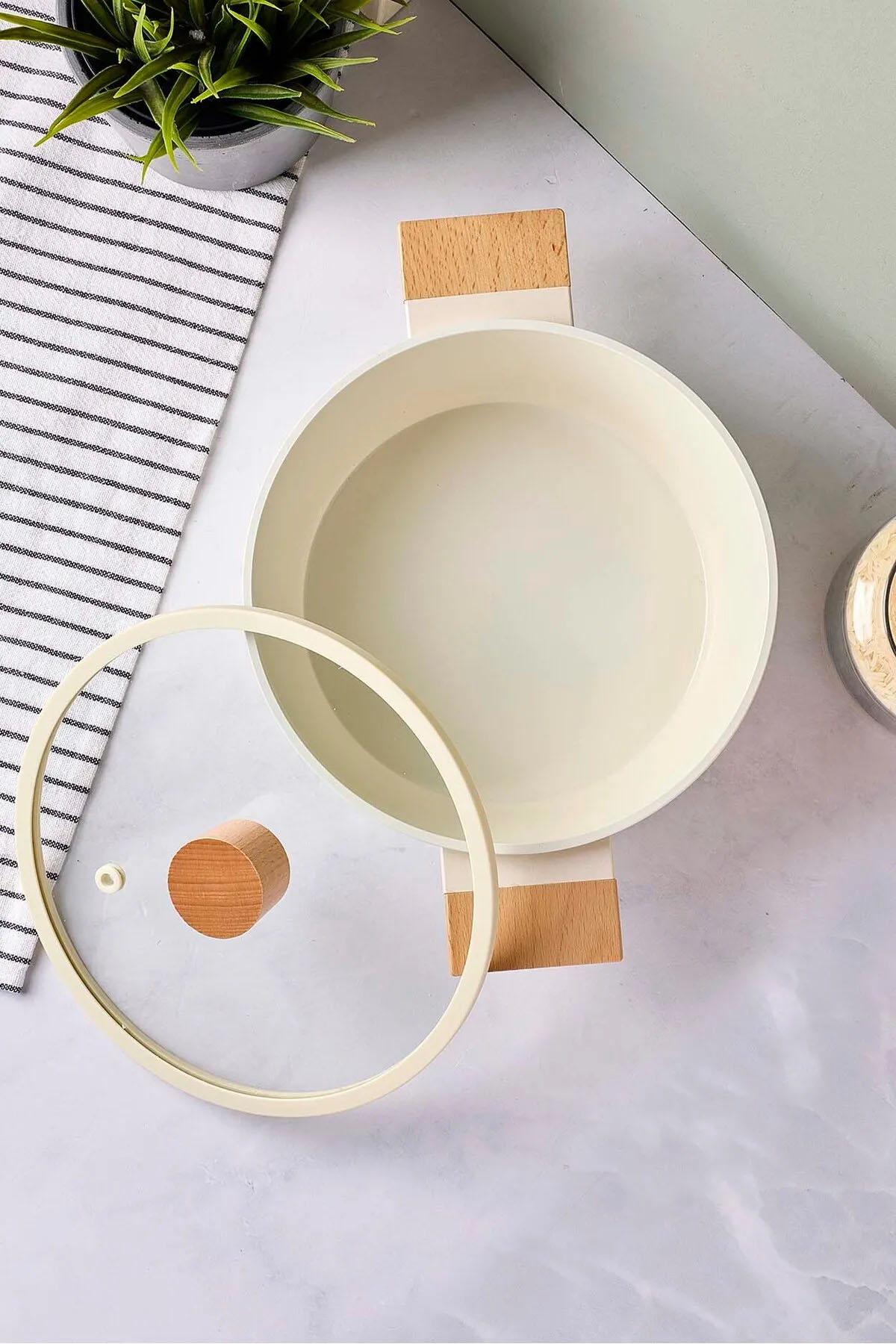 Perotti 18089 CookWood Derin Tencere 20 Cm - Bej