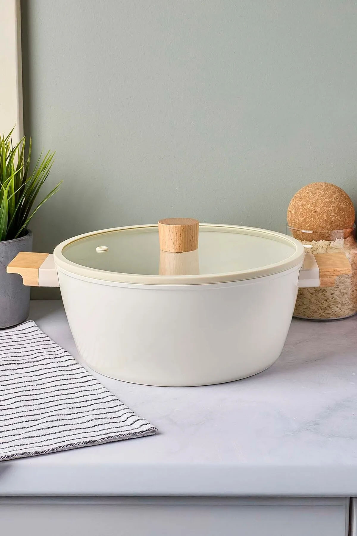 Perotti 18090 CookWood Derin Tencere 24 Cm - Bej