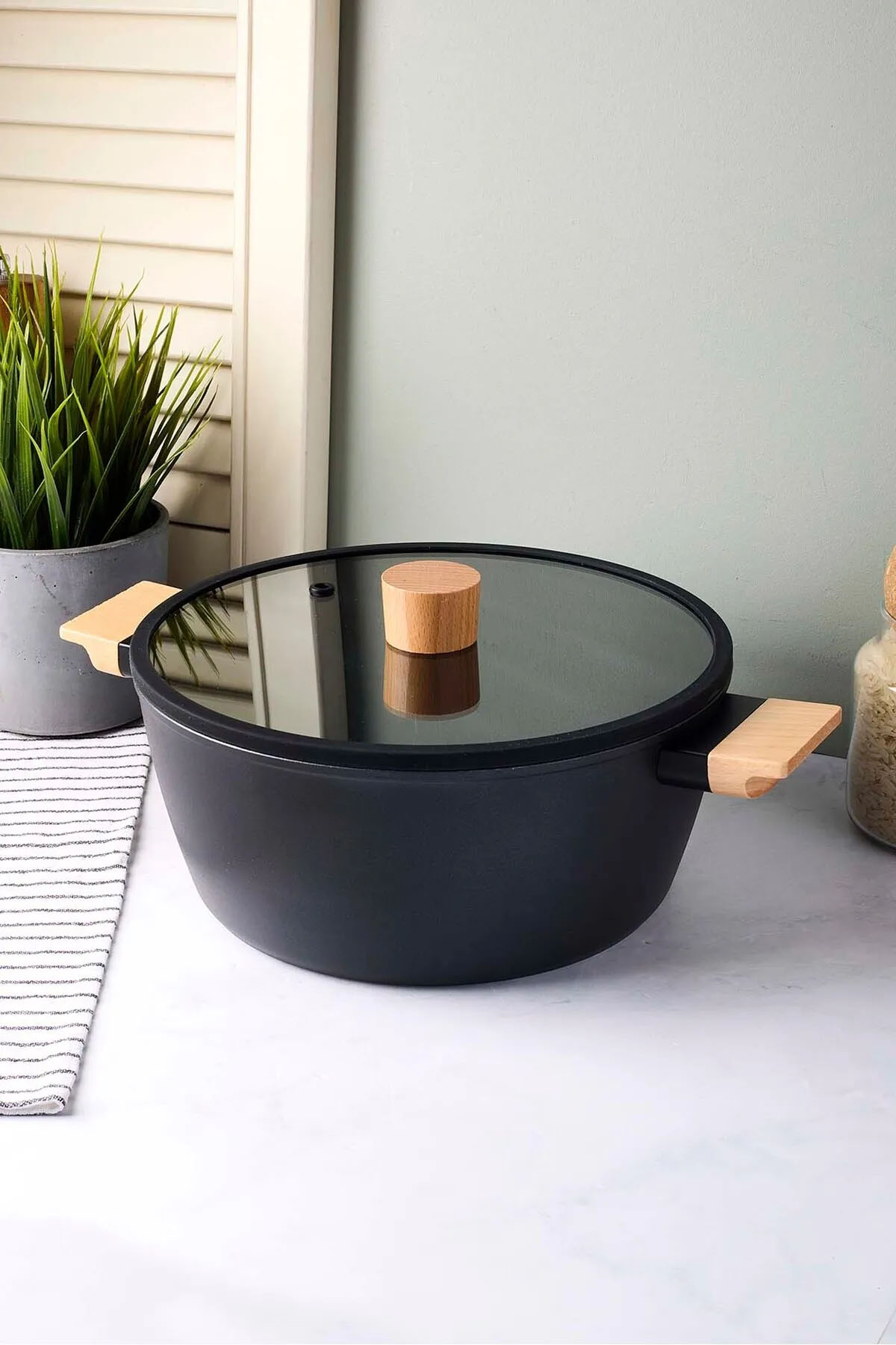 Perotti 18099 CookWood Derin Tencere 24 Cm - Siyah