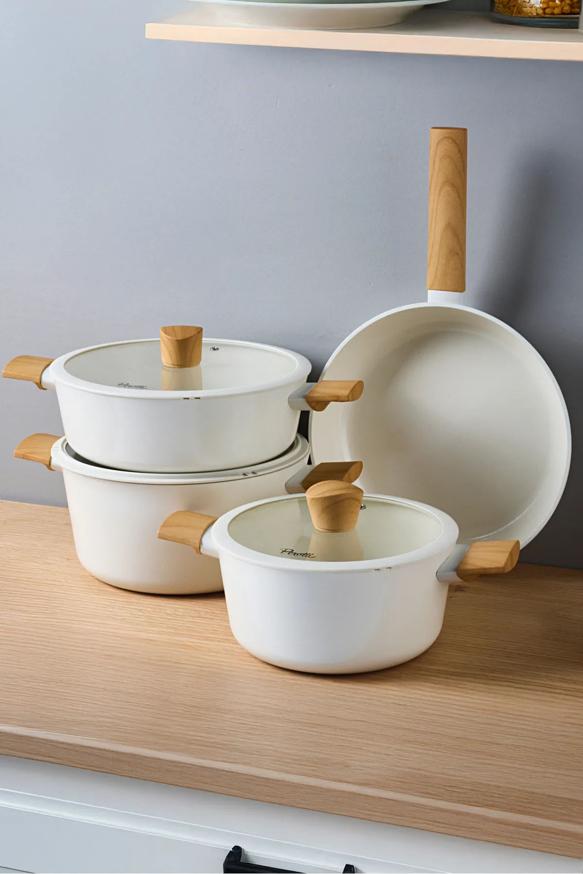 Perotti Danish Cook İndüksiyon Tabanlı 7 Parça Tencere Seti - Bej 