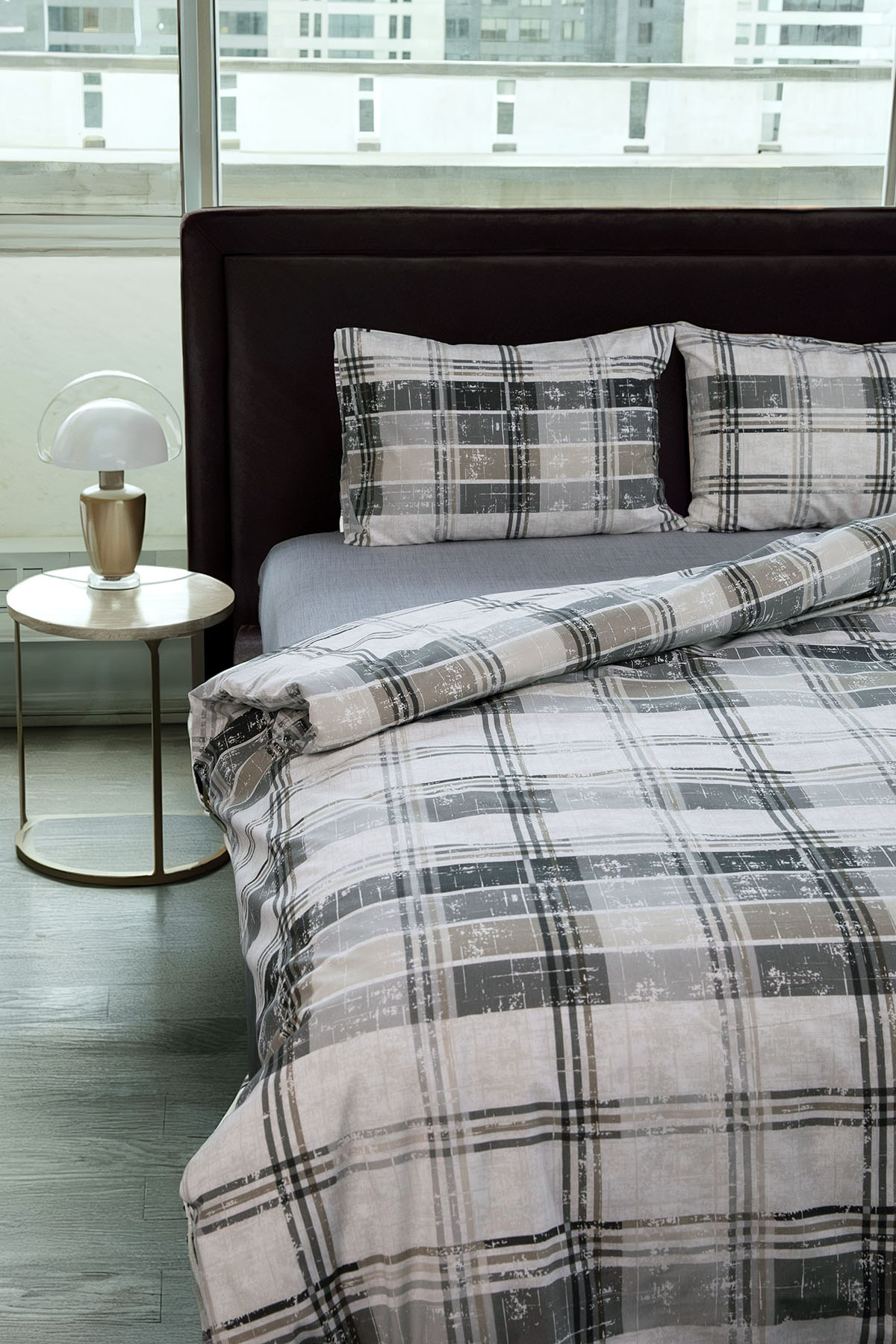 Piemo Lastikli Çarşaflı Çift Kişilik Nevresim Takımı - Gri Piemo Lastikli Çarşaflı Çift Kişilik Nevresim Takımı - Gri