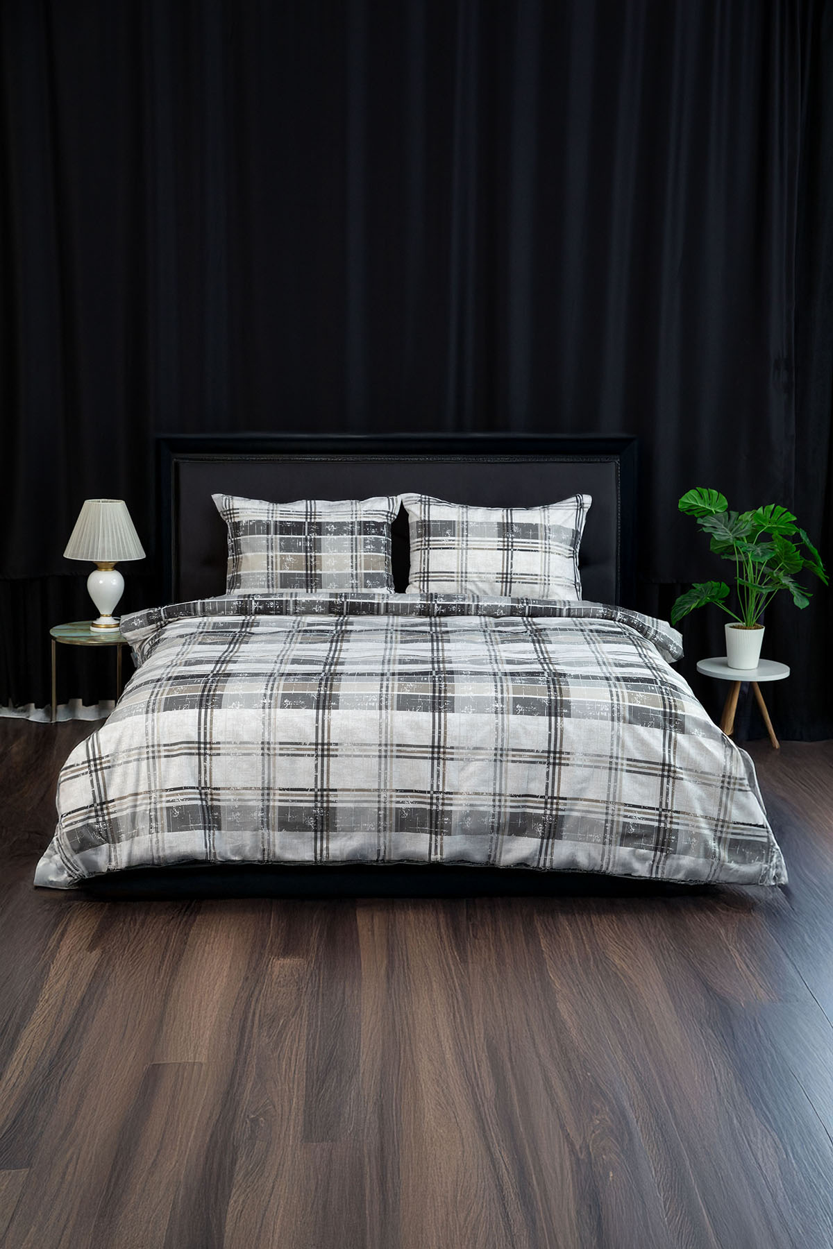 Piemo Lastikli Çarşaflı Çift Kişilik Nevresim Takımı - Gri Piemo Lastikli Çarşaflı Çift Kişilik Nevresim Takımı - Gri