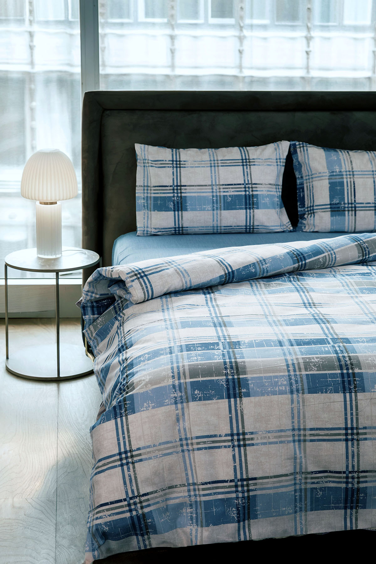 Piemo Lastikli Çarşaflı Çift Kişilik Nevresim Takımı - Mavi Piemo Lastikli Çarşaflı Çift Kişilik Nevresim Takımı - Mavi