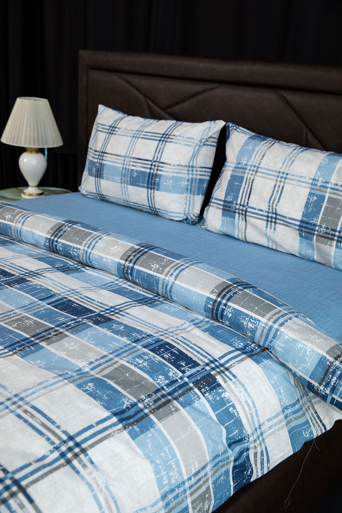 Piemo Lastikli Çarşaflı Çift Kişilik Nevresim Takımı - Mavi Piemo Lastikli Çarşaflı Çift Kişilik Nevresim Takımı - Mavi