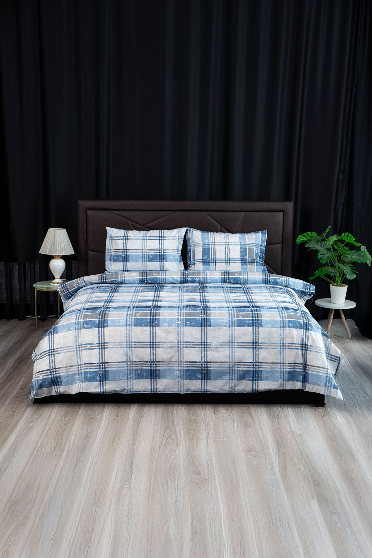 Piemo Lastikli Çarşaflı Çift Kişilik Nevresim Takımı - Mavi Piemo Lastikli Çarşaflı Çift Kişilik Nevresim Takımı - Mavi