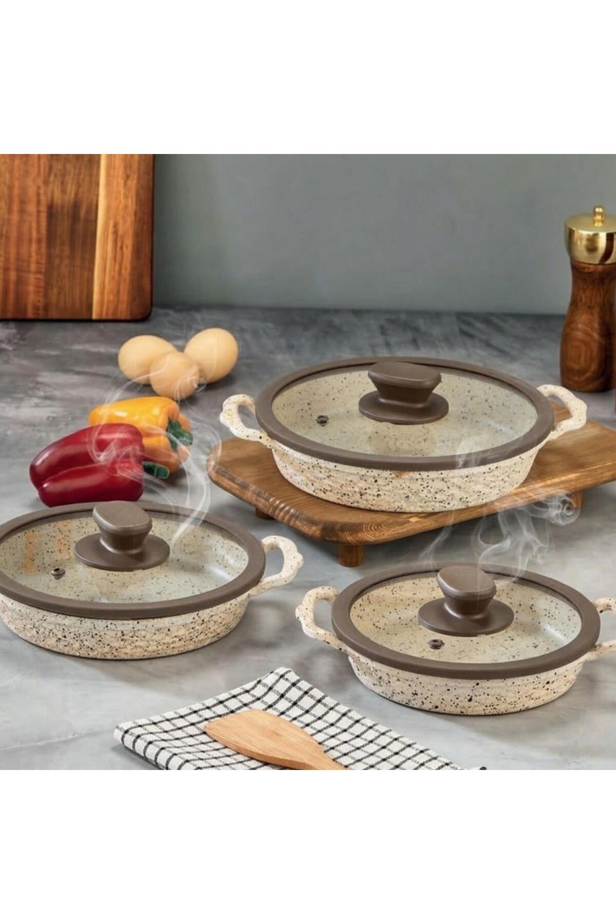 POLOCHEF İNCİ DÖKÜM SAHAN SET KAPAKLI 18-20-22 CM INS-122