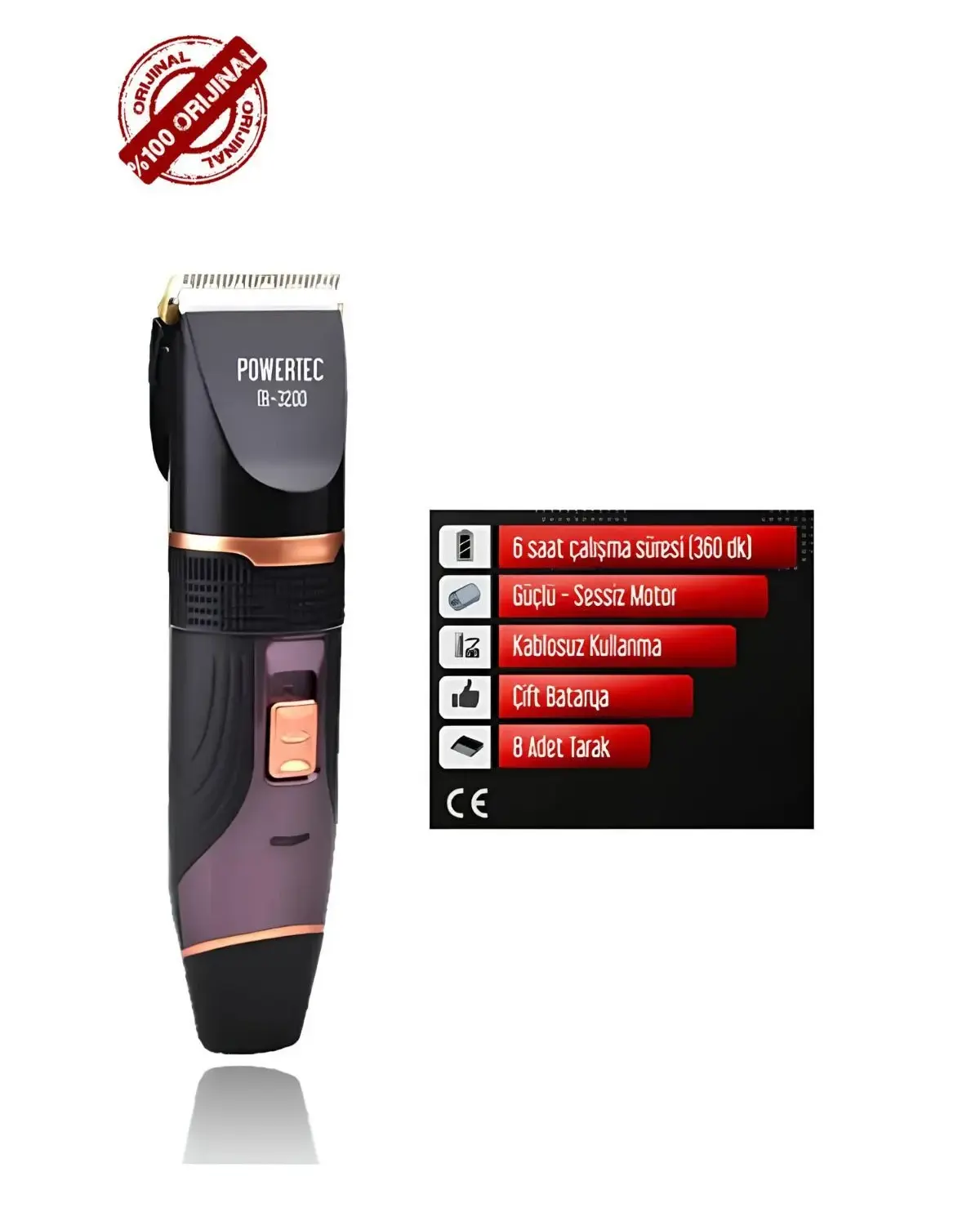 Powertec Şarjlı  Profesyonel Traş Makinesi Tr-3200