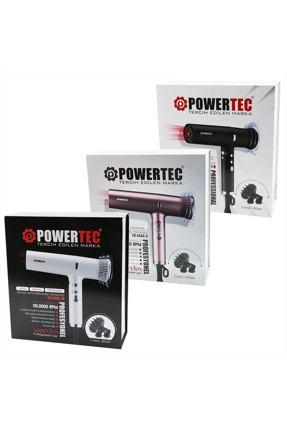 Powertec TR-4444 W Süperlux Ionıc Fön Makinesi - Beyaz Powertec TR-4444 W Süperlux Ionıc Fön Makinesi - Beyaz
