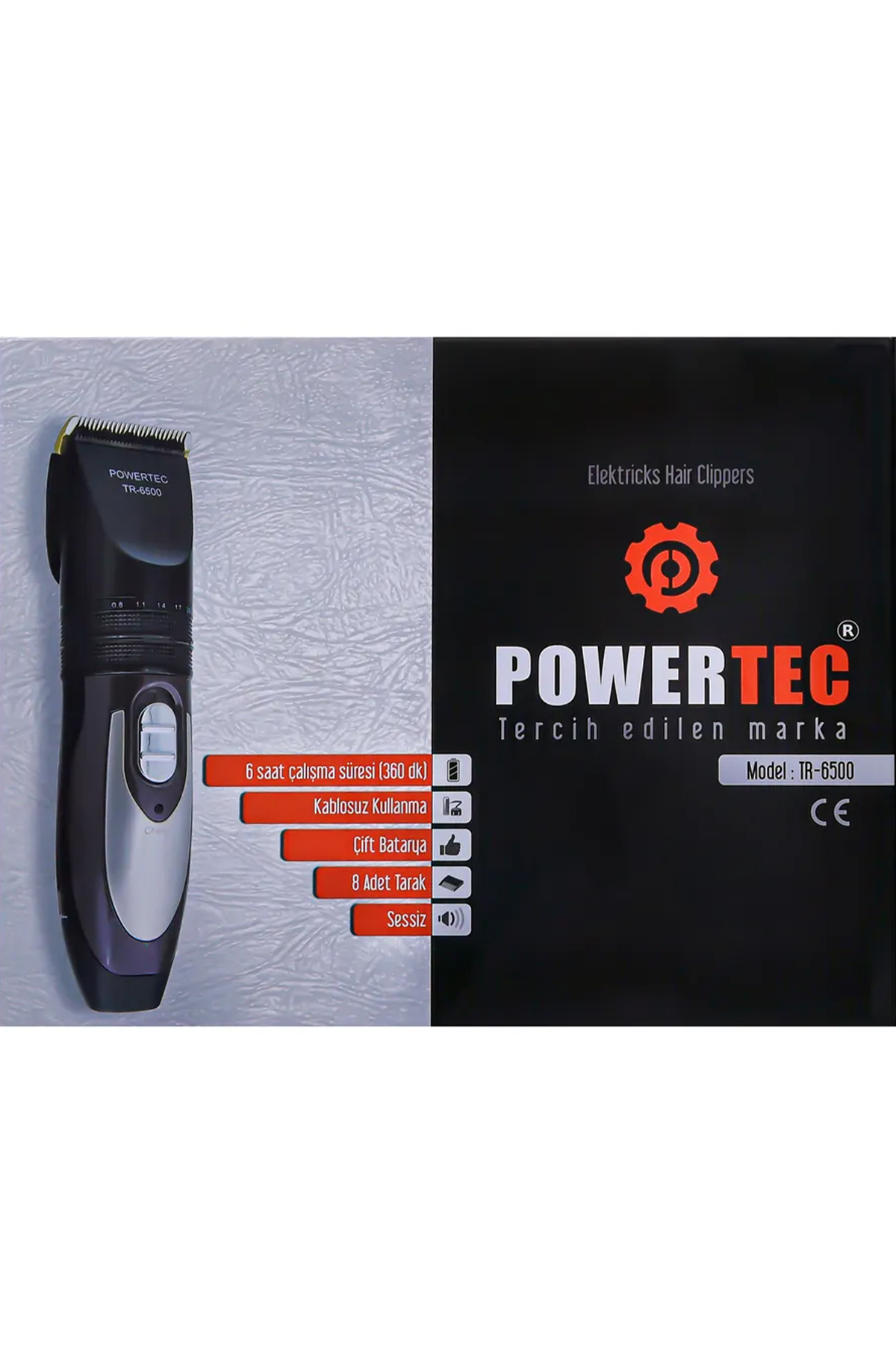 Powertec TR-6500 Yedek Bataryalı Şarjlı Tıraş Makinesi