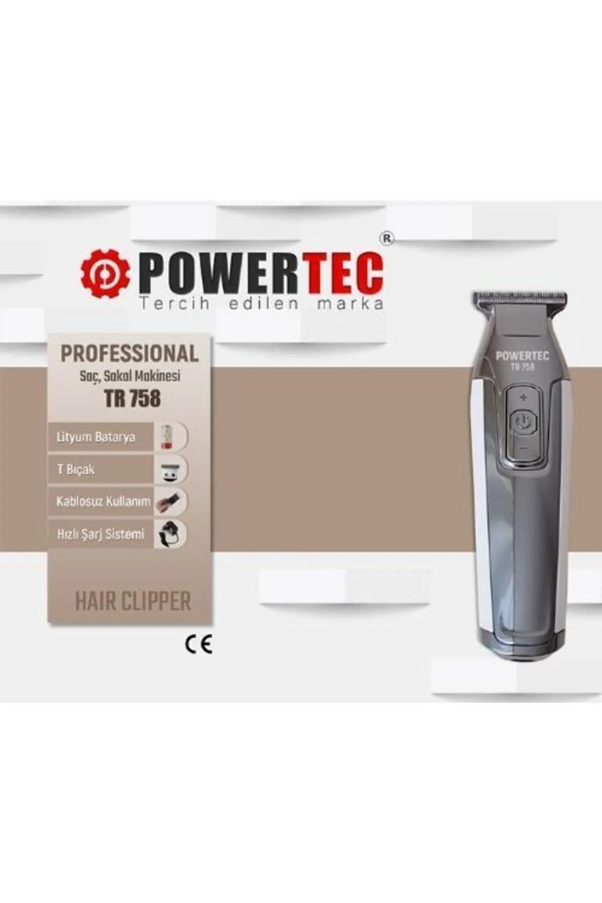 Powertec TR-758 Ense Tıraş Makinesi Powertec TR-758 Ense Tıraş Makinesi