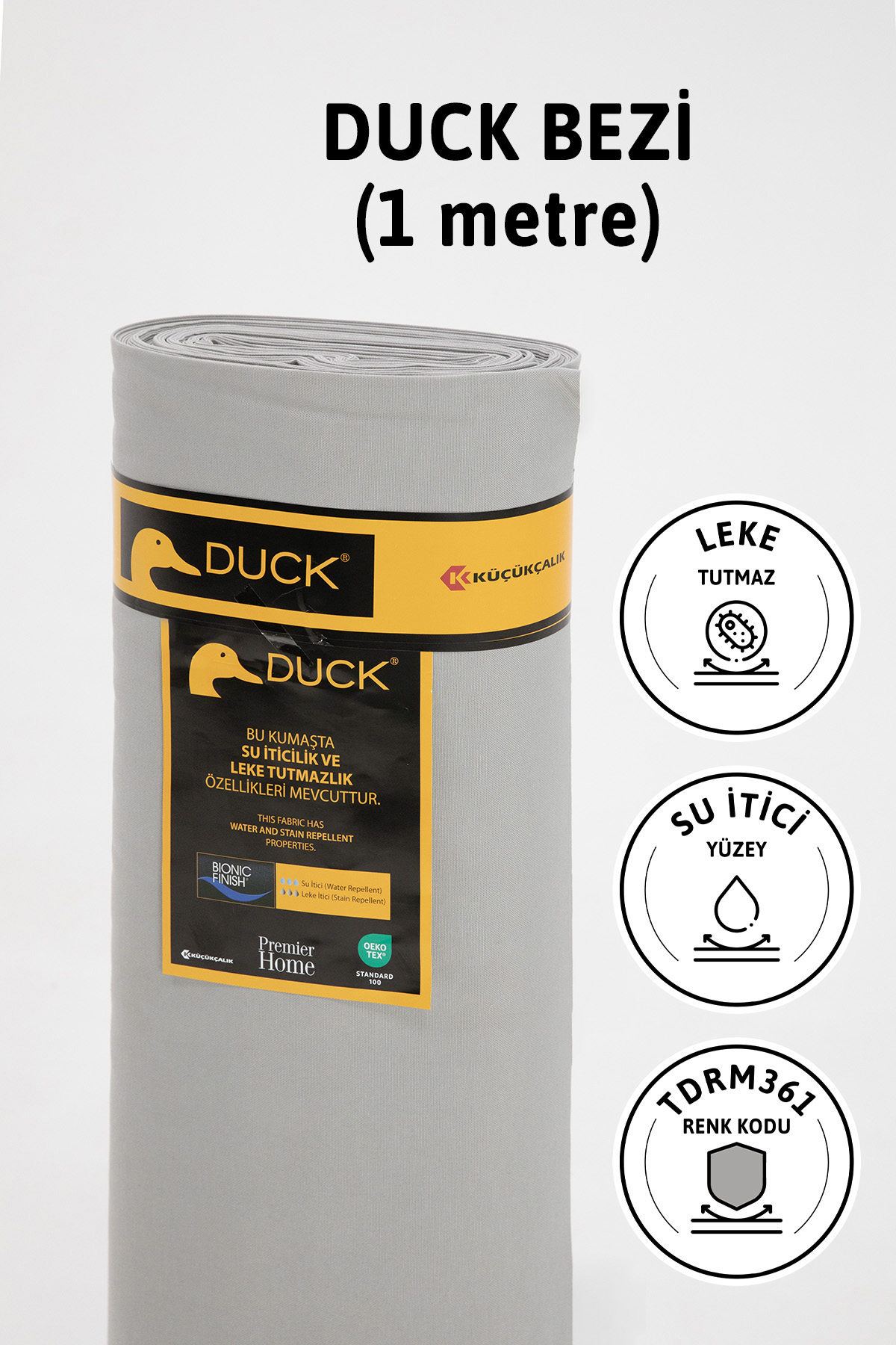 Premier Metrelik Duck Keten Kumaş Su İtici Bez 1 Metre TDRM361 - Gri