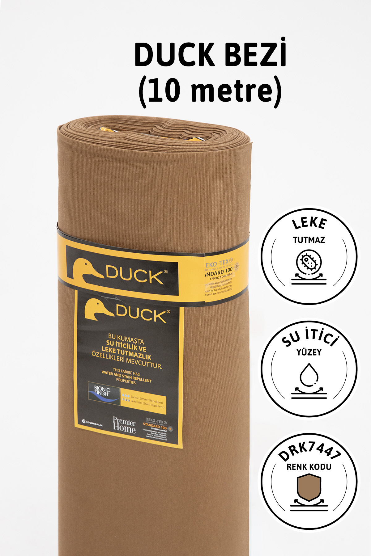Premier Metrelik Duck Keten Kumaş Su İtici Bez 10 Metre DRK7447 - Kahverengi