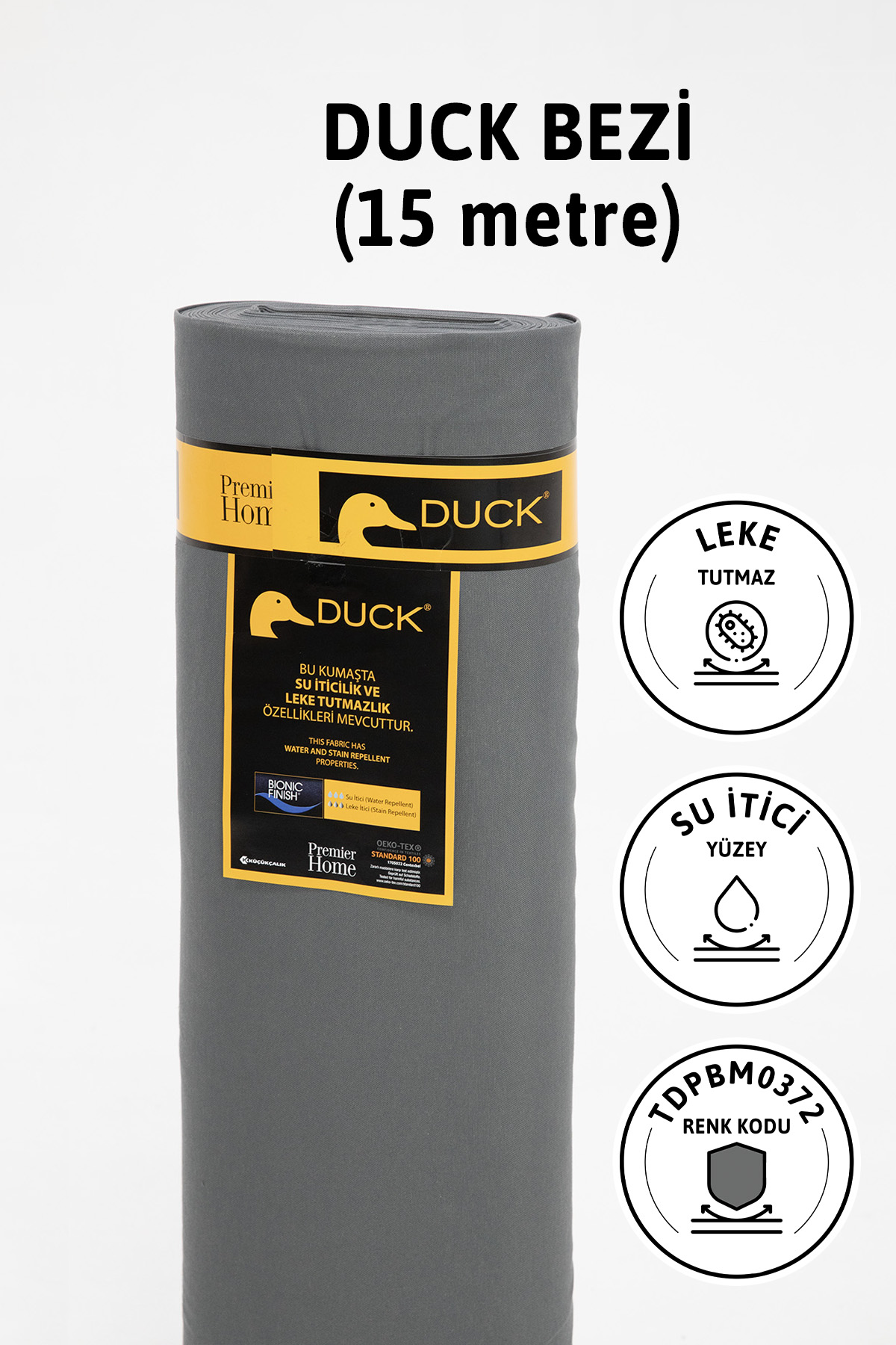 Premier Metrelik Duck Keten Kumaş Su İtici Bez 15 Metre TDPBM0372 - Antrasit