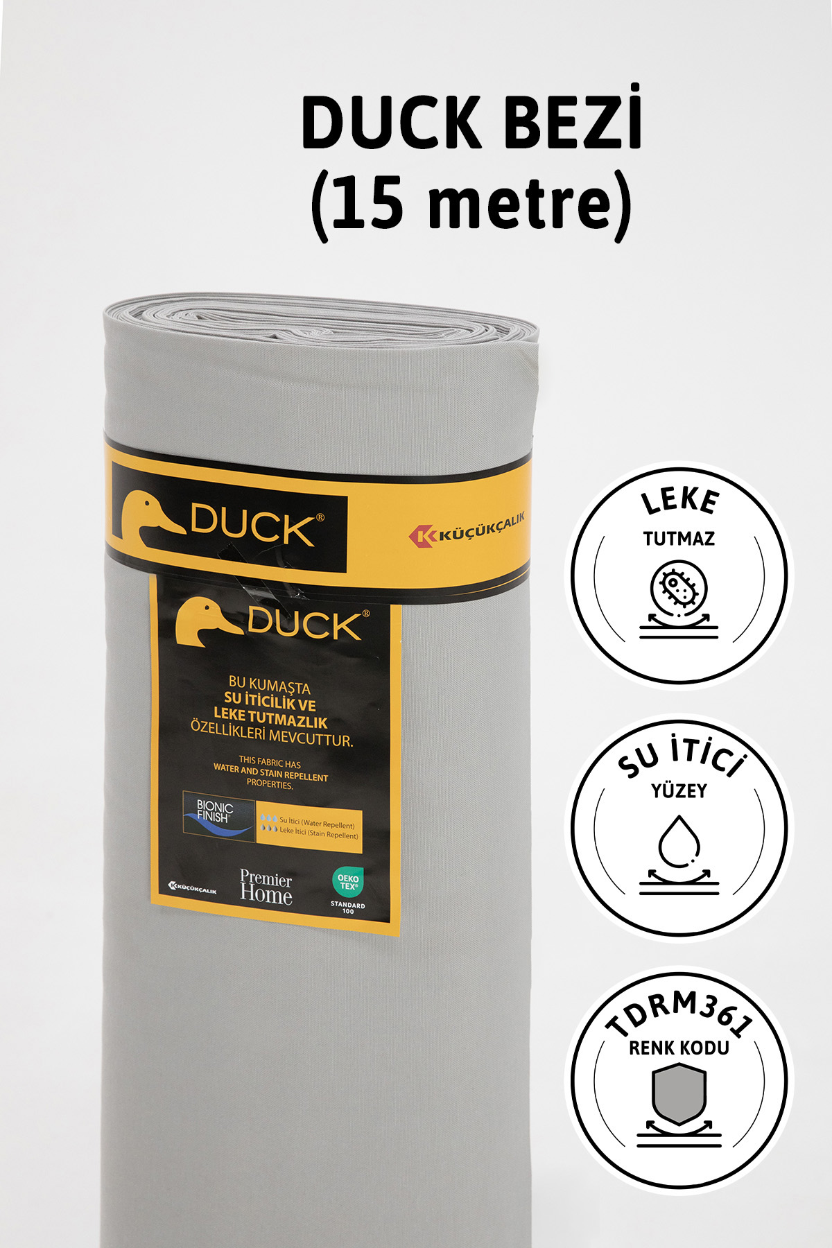 Premier Metrelik Duck Keten Kumaş Su İtici Bez 15 Metre TDRM361 - Gri Premier Metrelik Duck Keten Kumaş Su İtici Bez 15 Metre TDRM361 - Gri