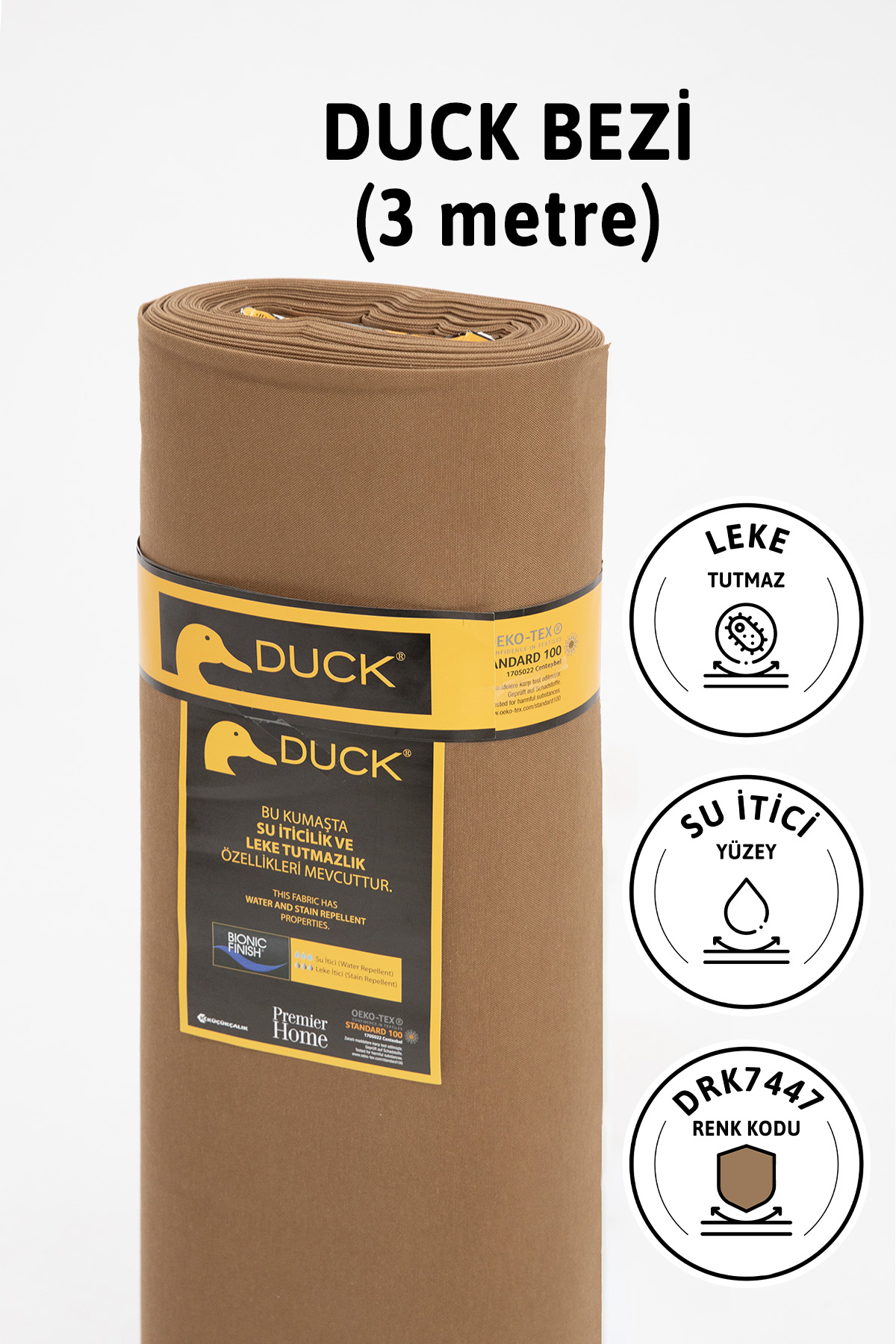 Premier Metrelik Duck Keten Kumaş Su İtici Bez 3 Metre DRK7447 - Kahverengi